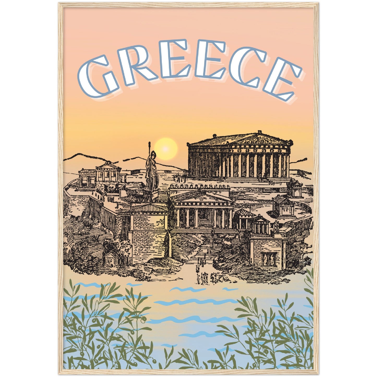 Greece Premium Wooden Framed Poster