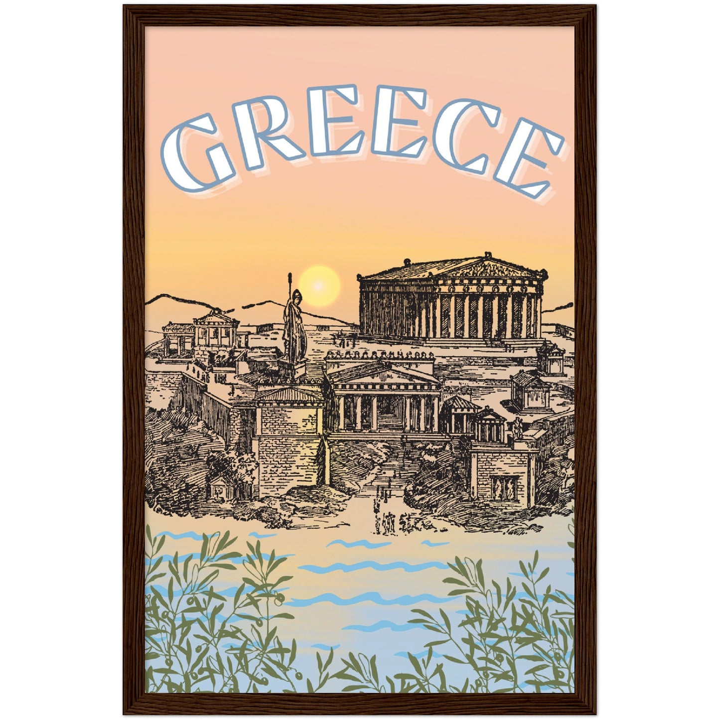 Greece Premium Wooden Framed Poster