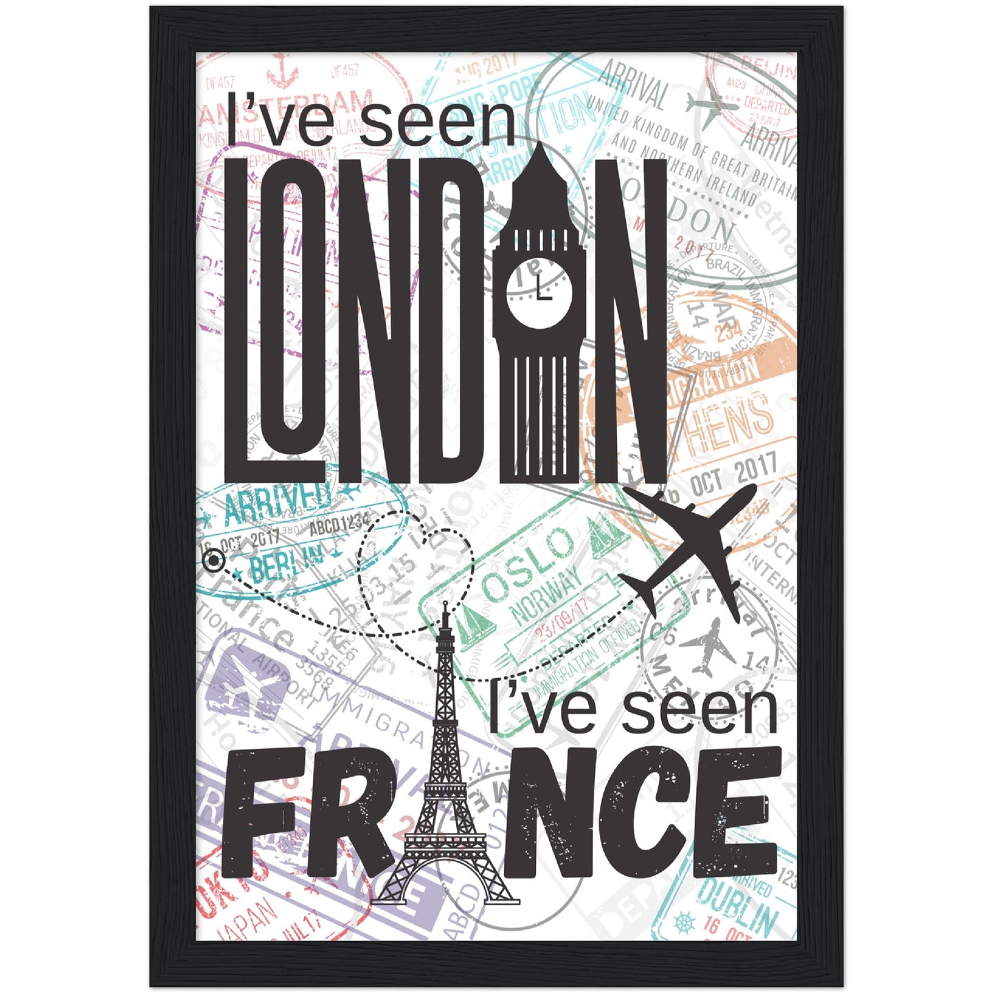 London & France Premium Wooden Framed Poster