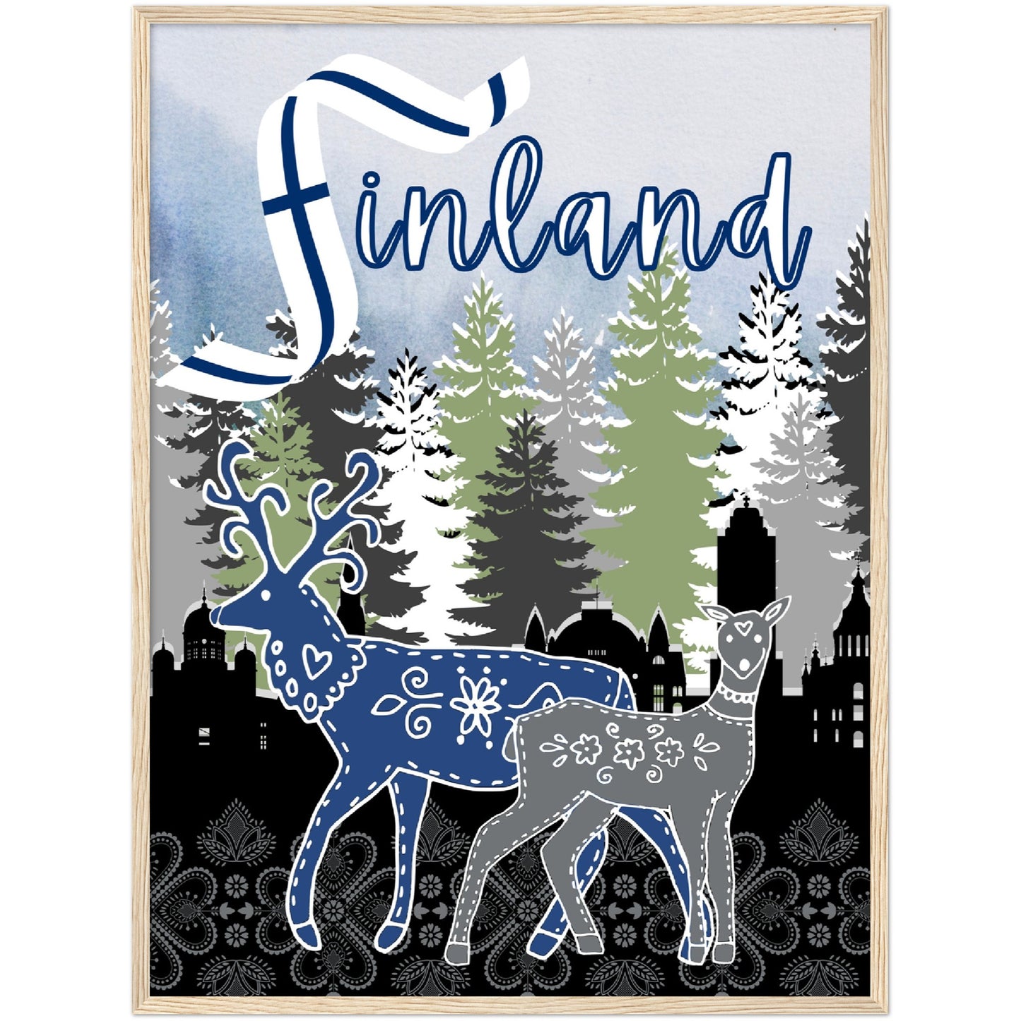 Finland Premium Wooden Framed Poster