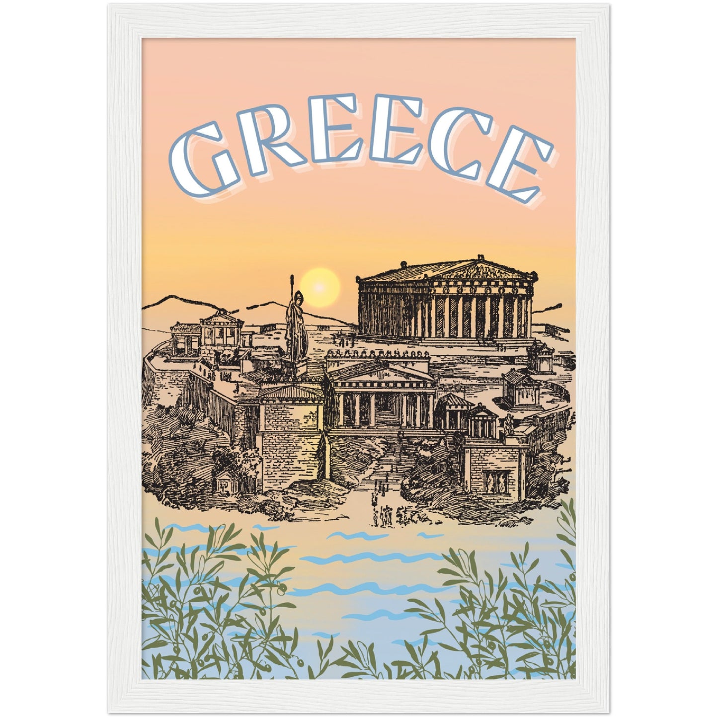 Greece Premium Wooden Framed Poster