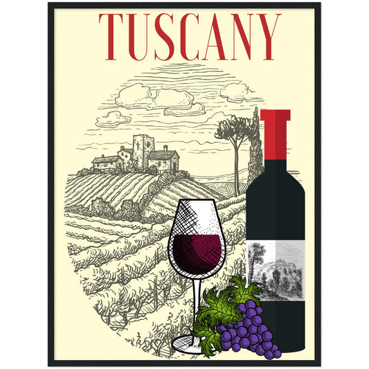 Tuscan Wine Premium Wooden Framed Poster