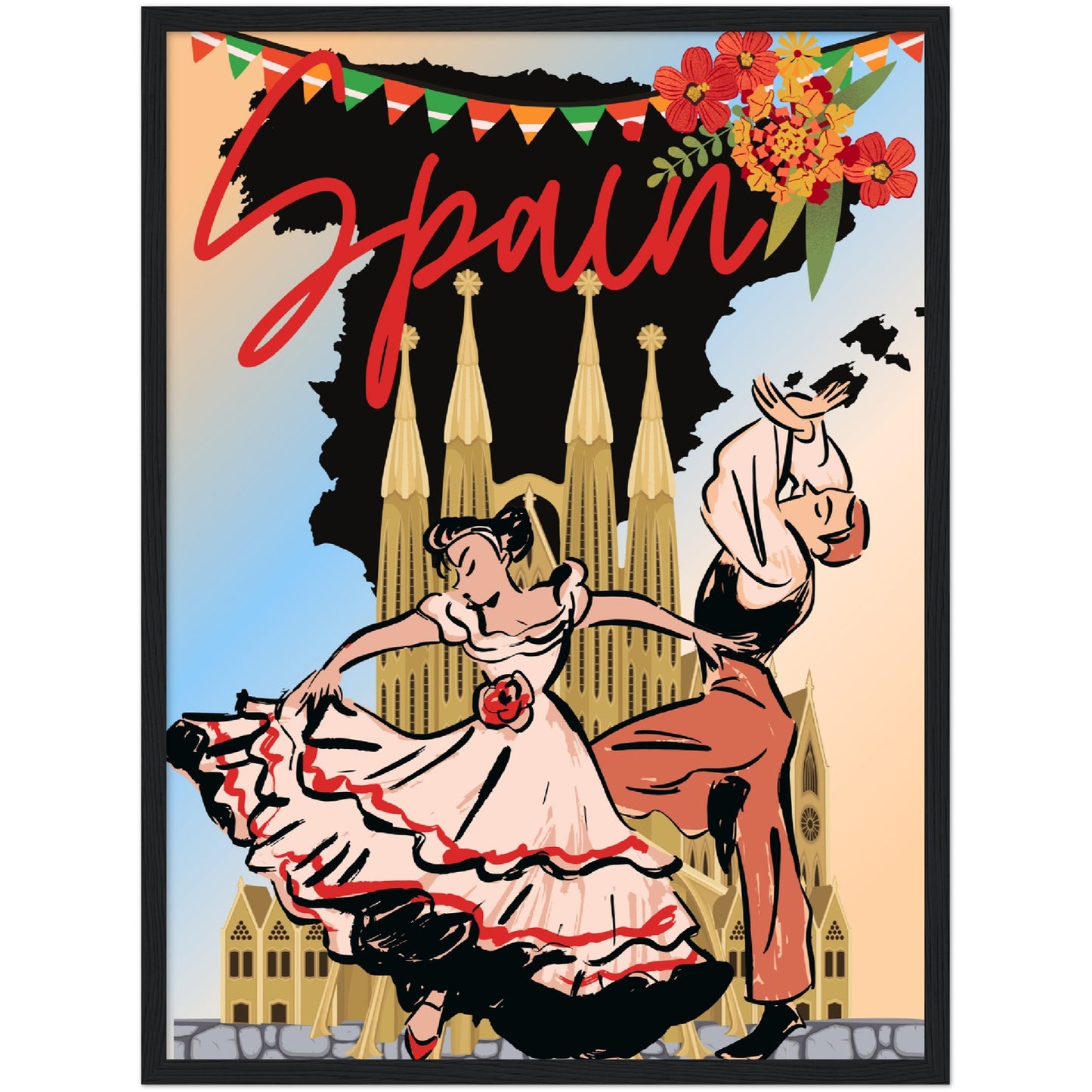 Flamenco Dancers Premium Wooden Framed Poster