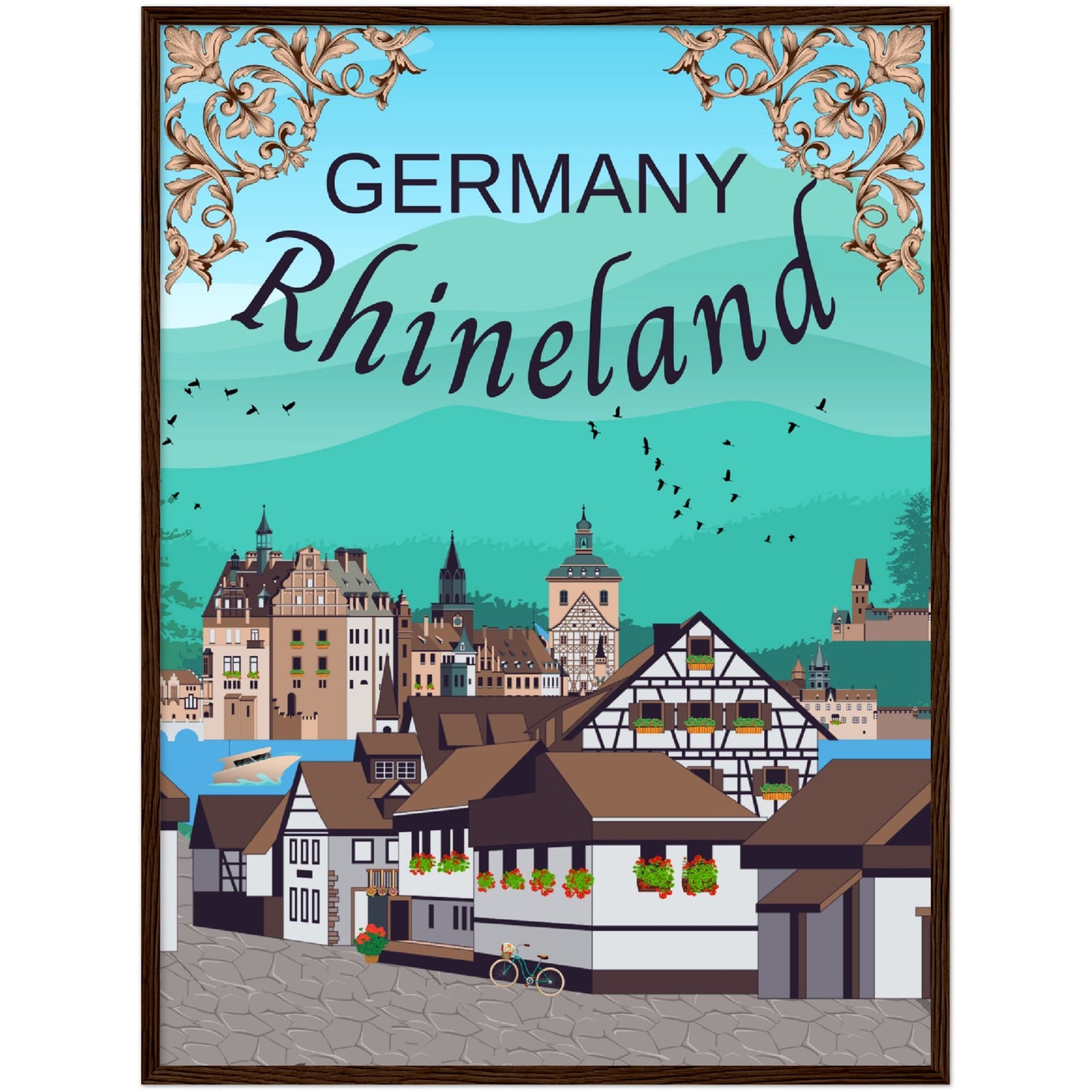 Germany Rhineland Premium Wooden Framed Poster