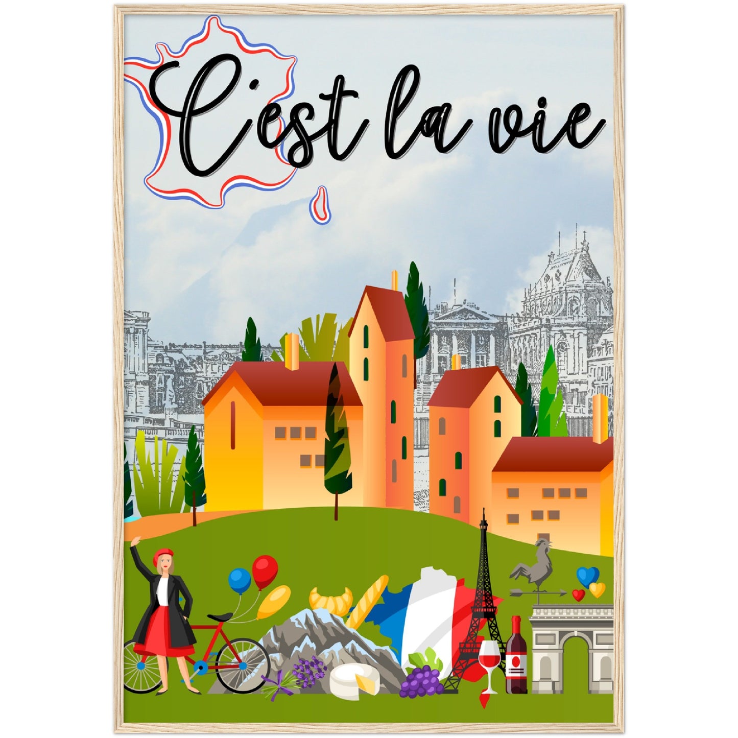 C'est la vie Premium Wooden Framed Poster