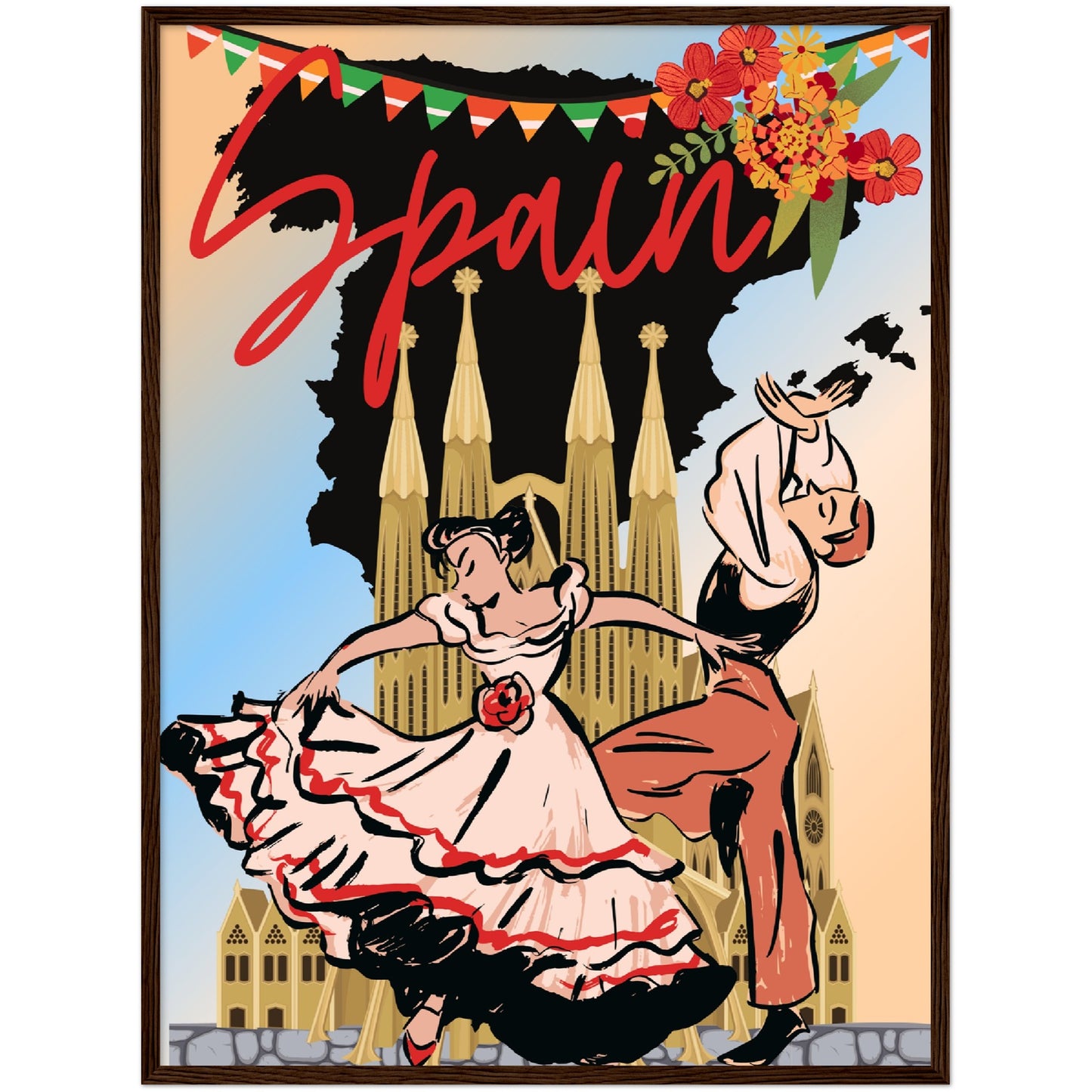 Flamenco Dancers Premium Wooden Framed Poster