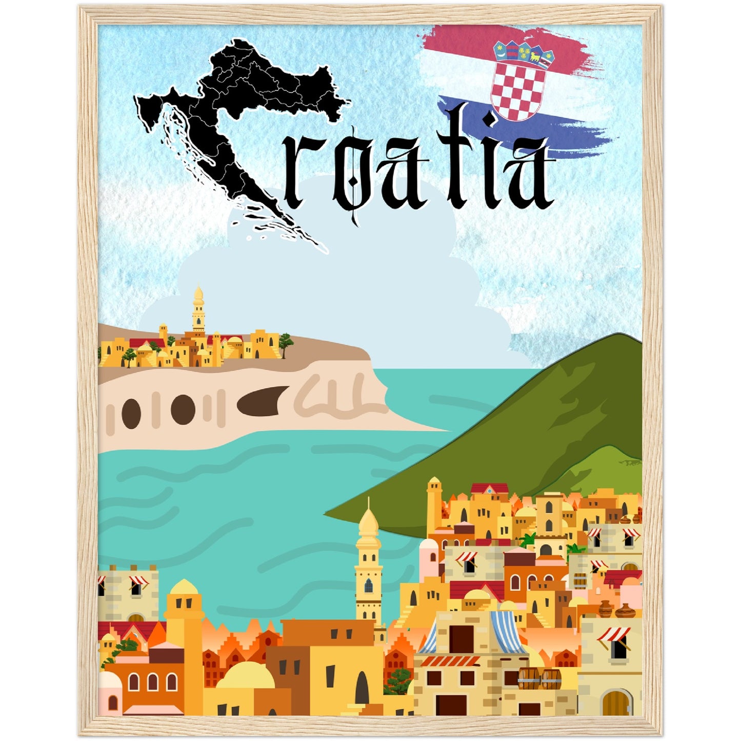 Croatia Premium Wooden Framed Poster