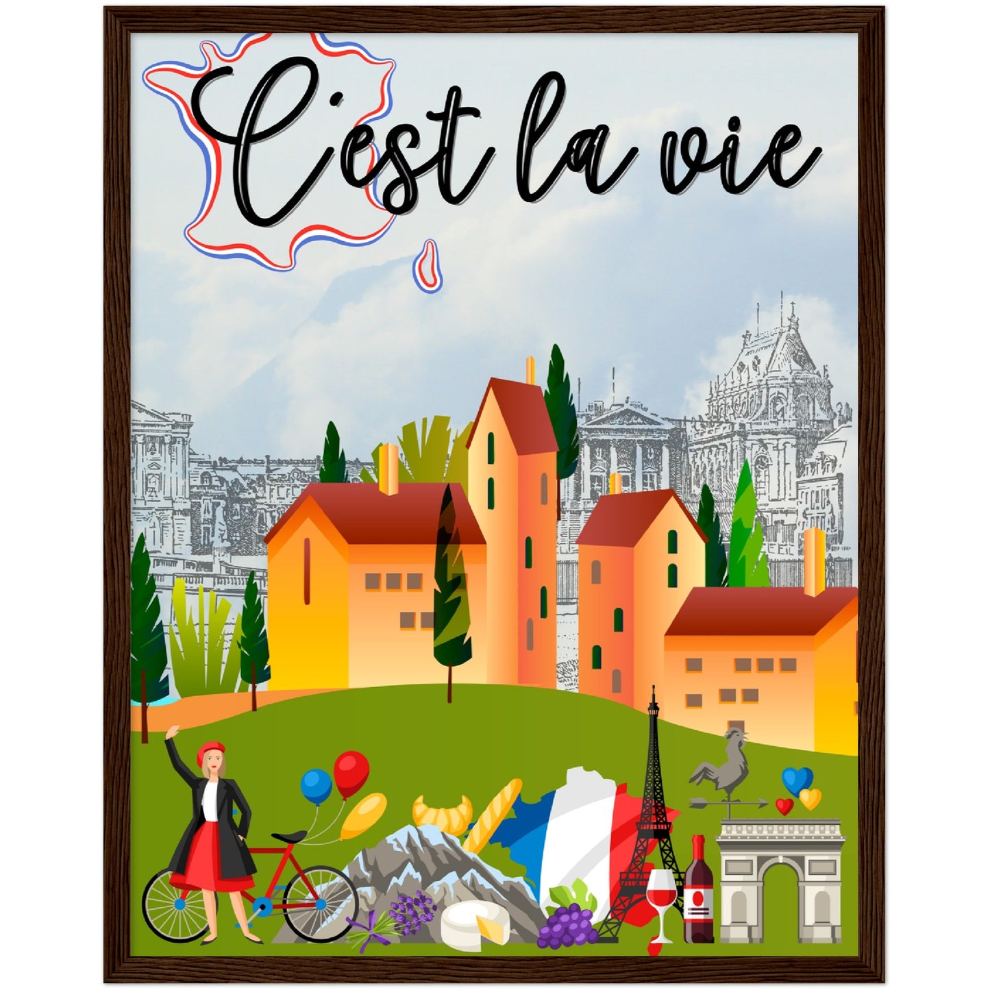 C'est la vie Premium Wooden Framed Poster