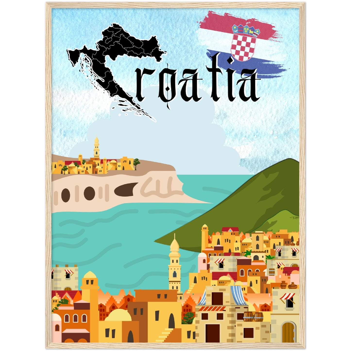 Croatia Premium Wooden Framed Poster