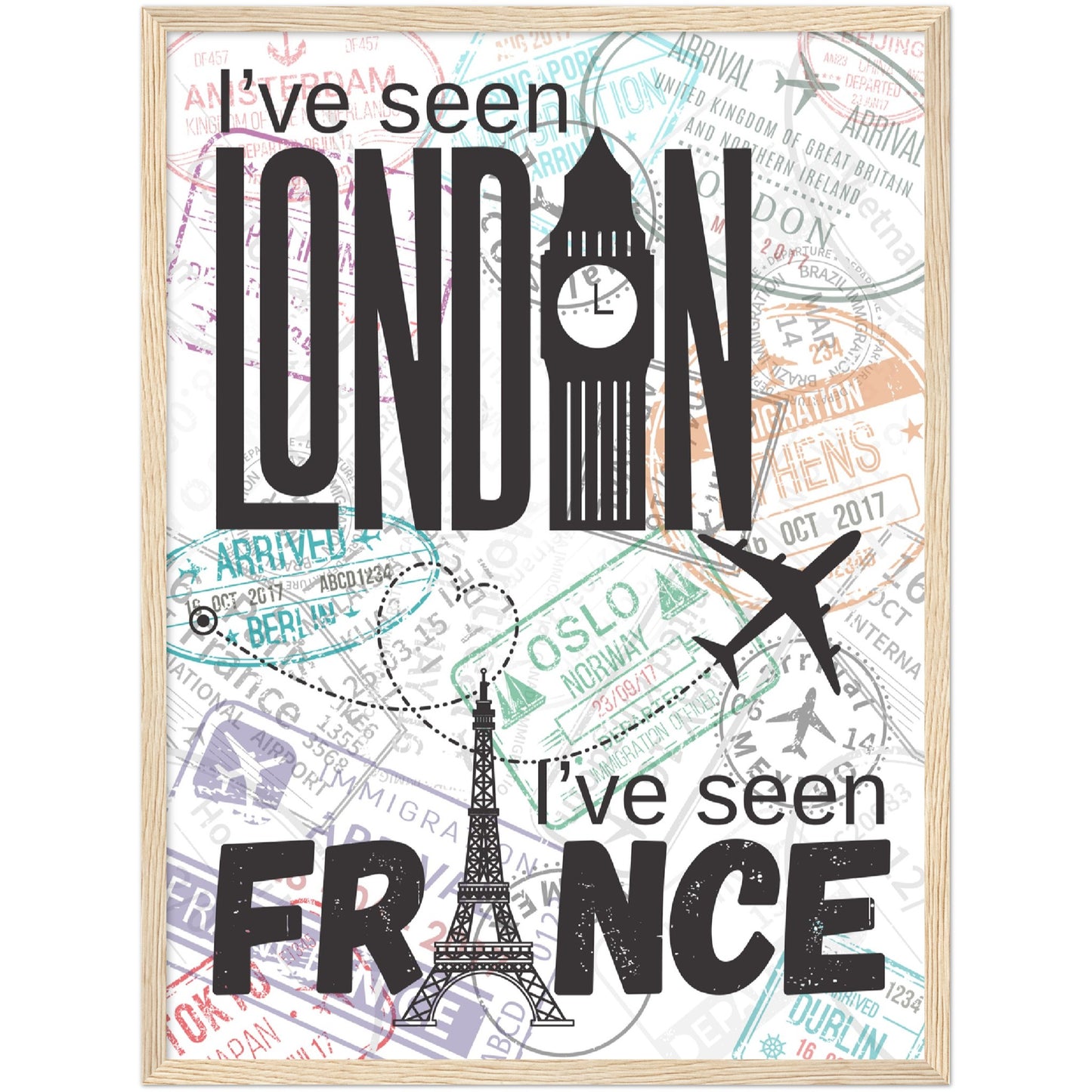 London & France Premium Wooden Framed Poster