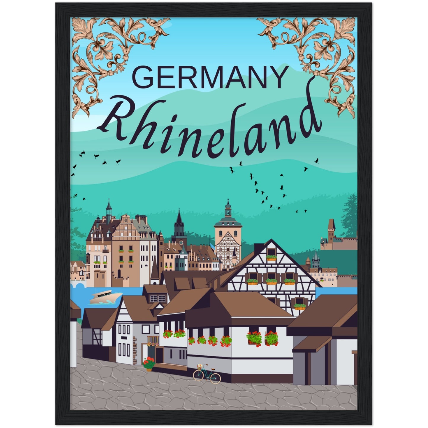 Germany Rhineland Premium Wooden Framed Poster