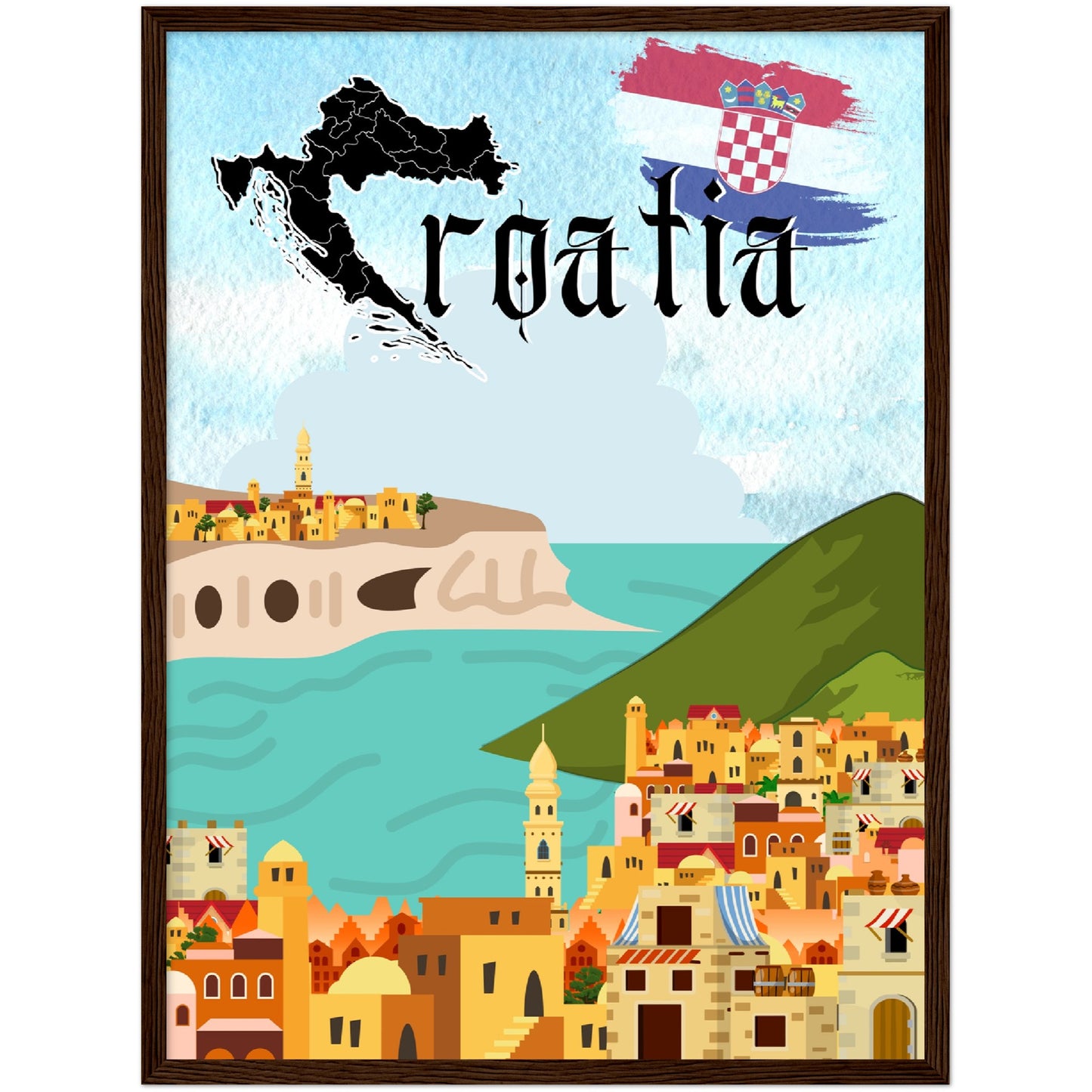 Croatia Premium Wooden Framed Poster