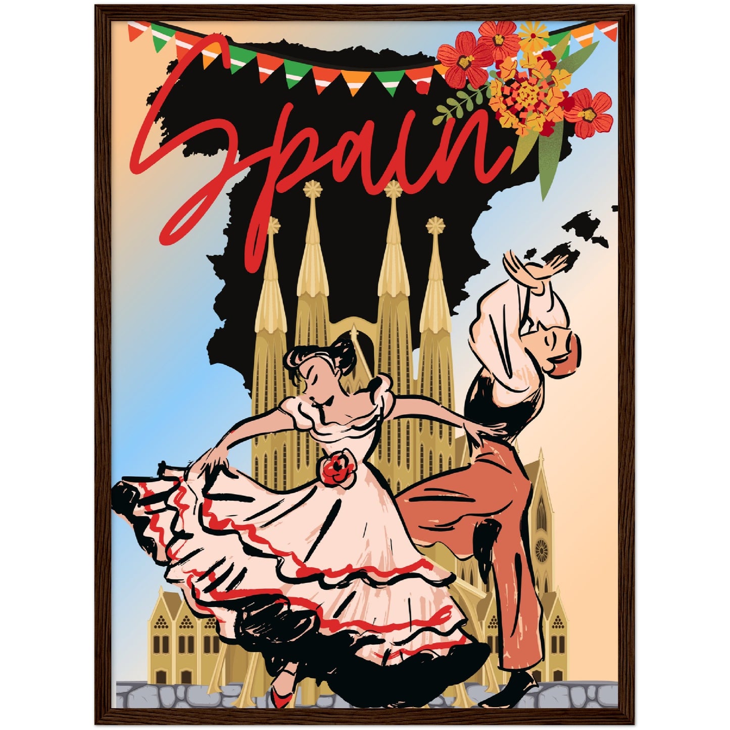 Flamenco Dancers Premium Wooden Framed Poster