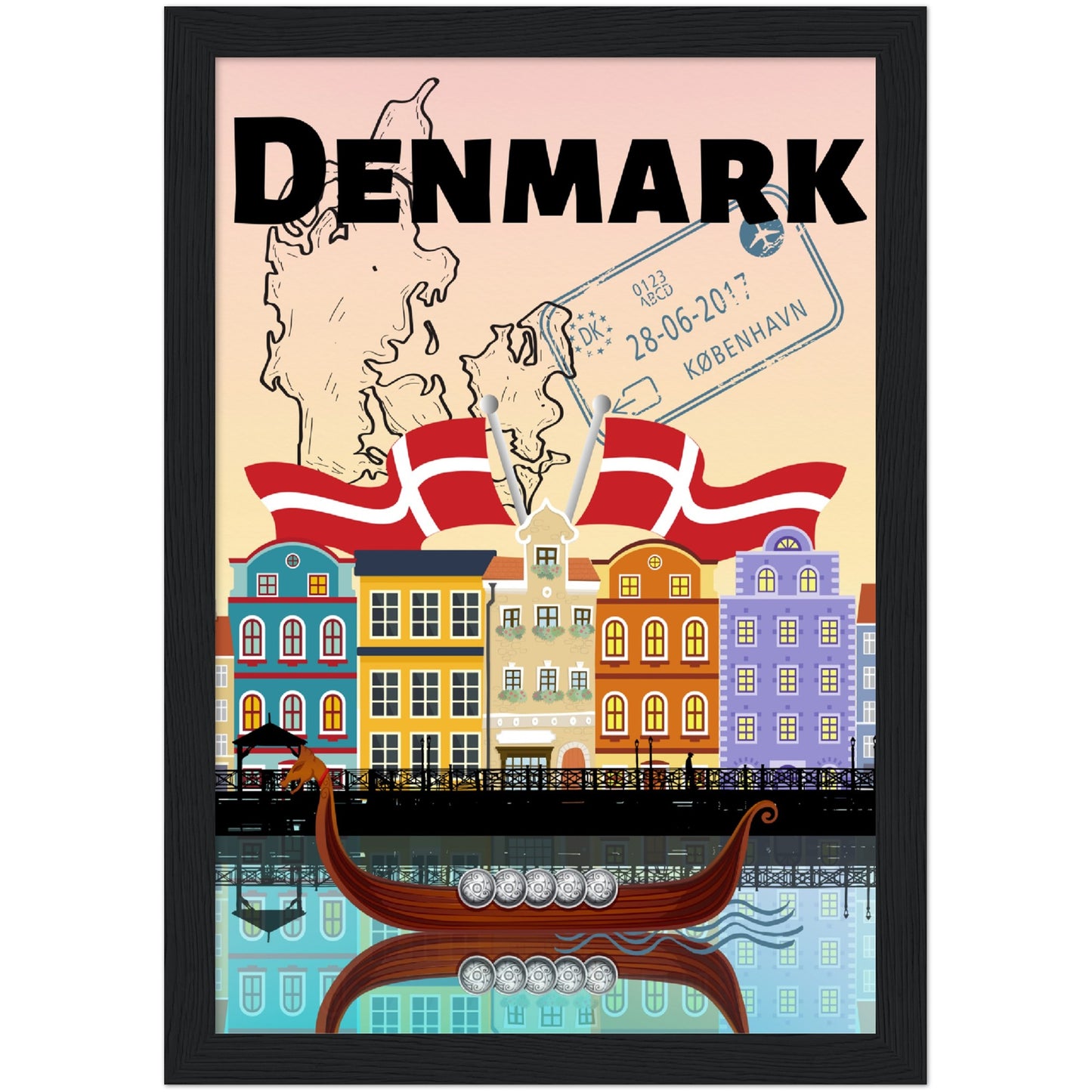 Denmark Premium Wooden Framed Poster