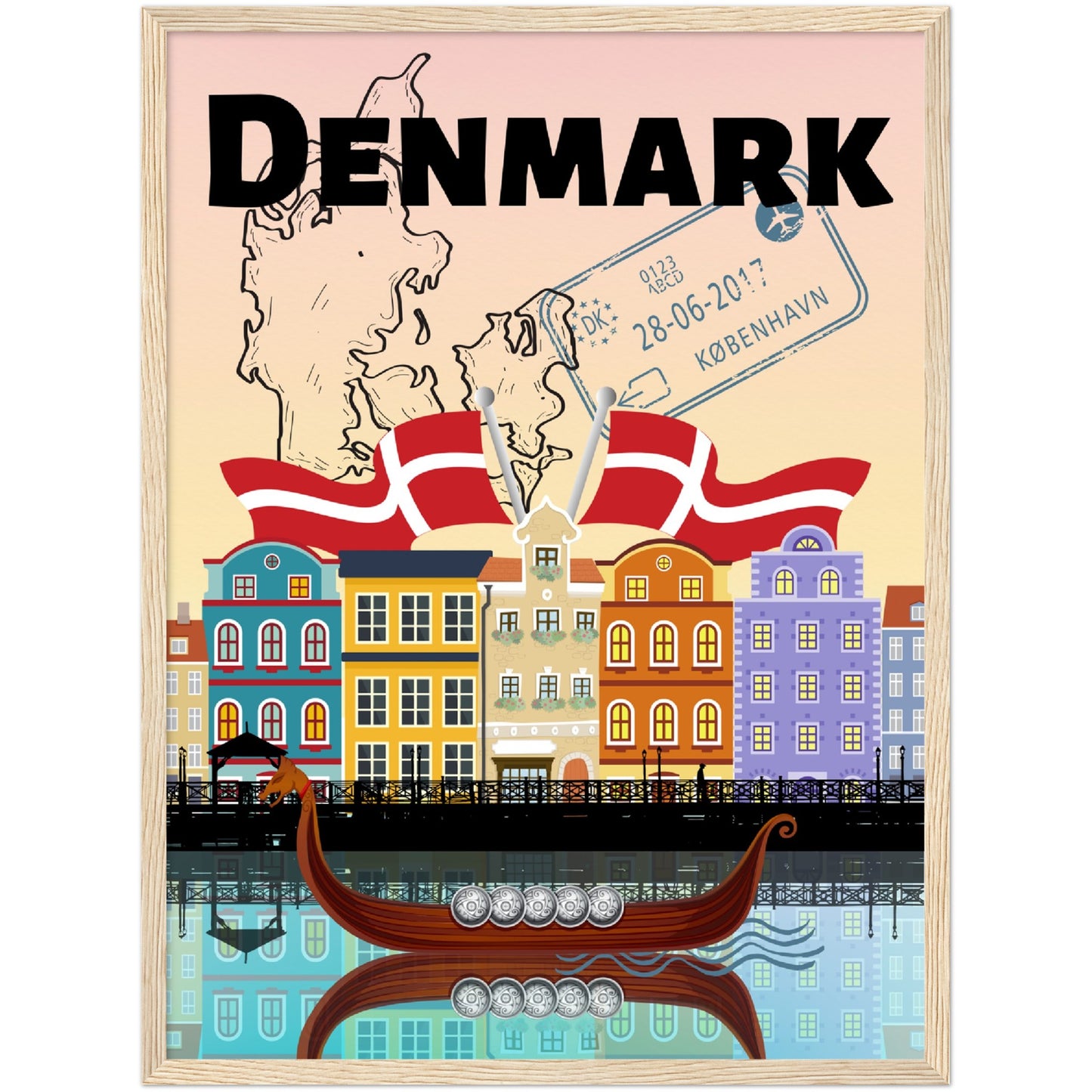 Denmark Premium Wooden Framed Poster