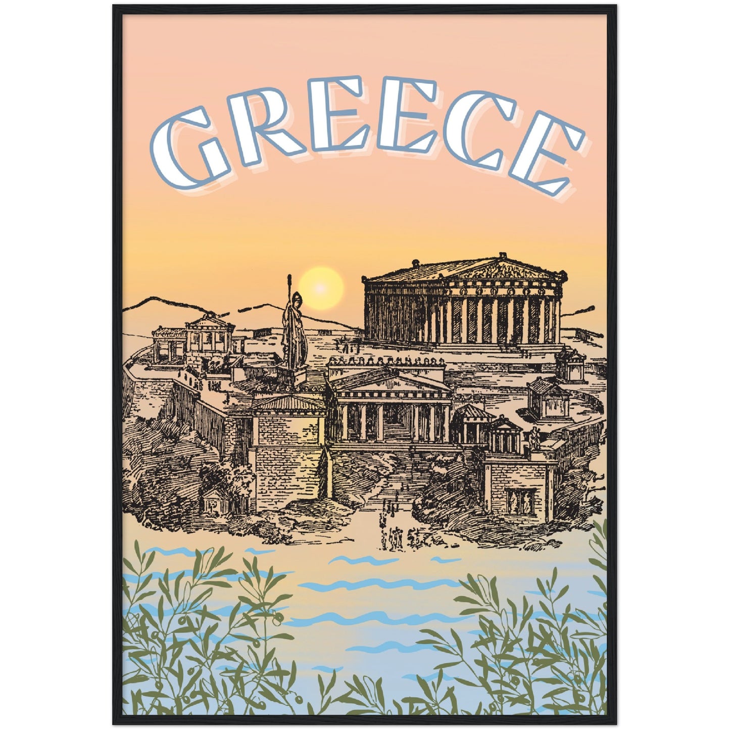 Greece Premium Wooden Framed Poster