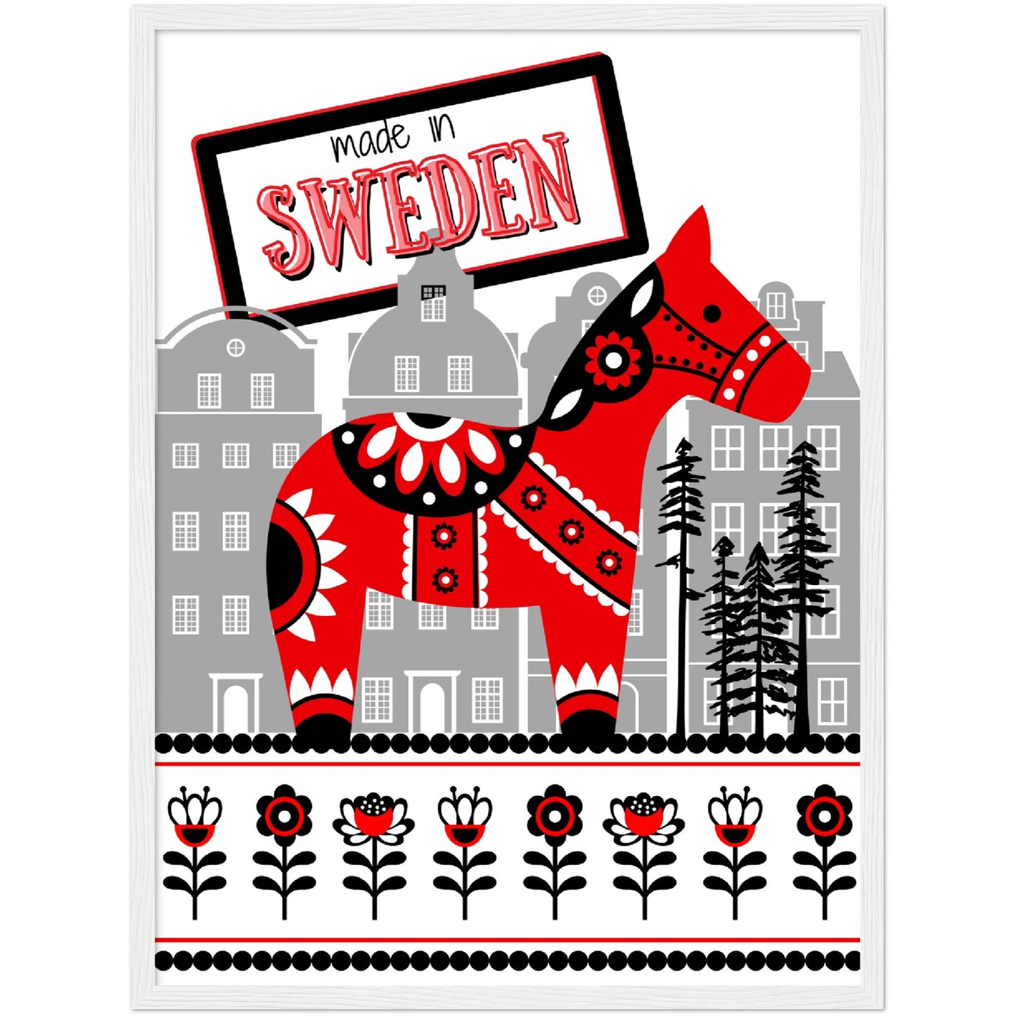 Sweden Premium Wooden Framed Poster