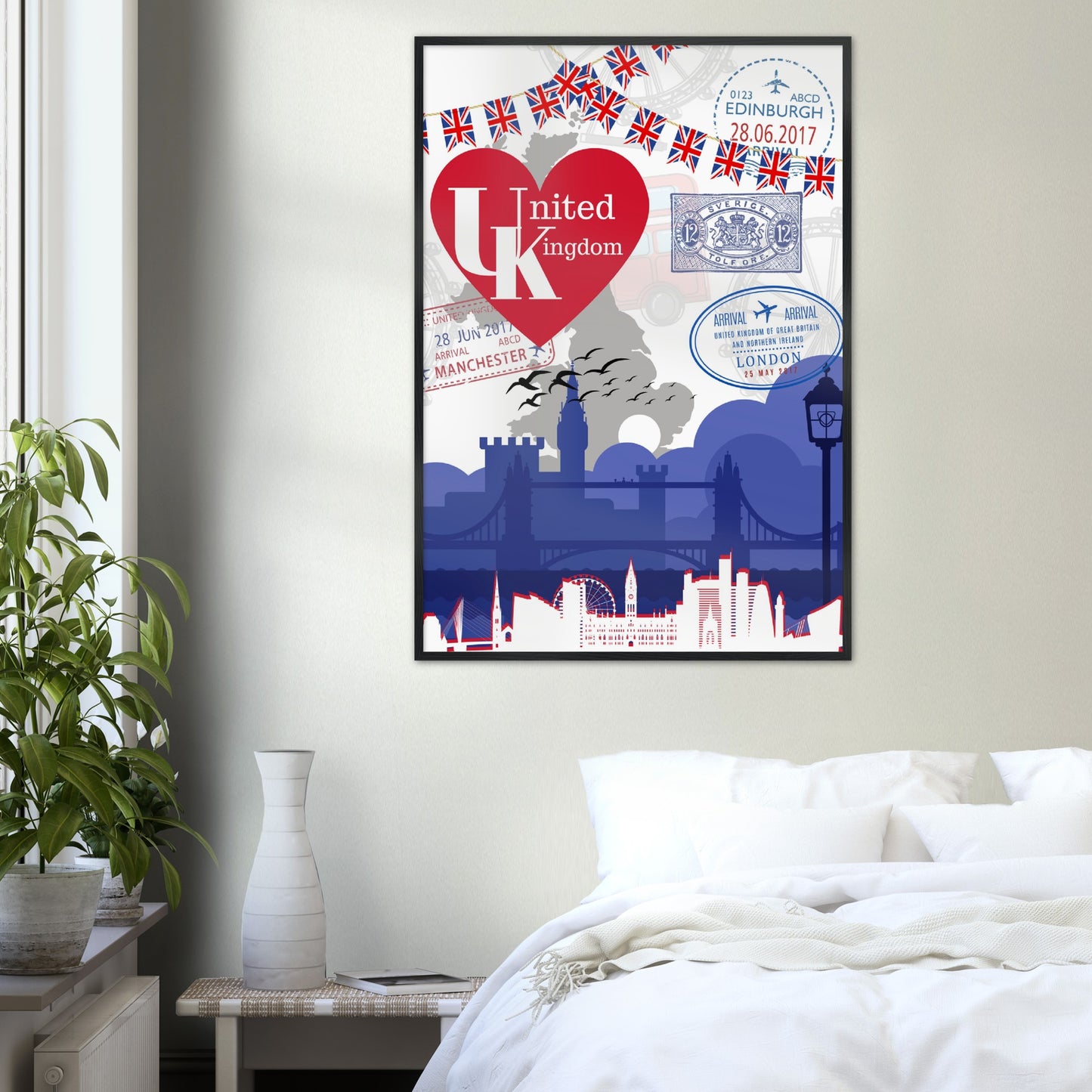 UK Love Premium Wooden Framed Poster