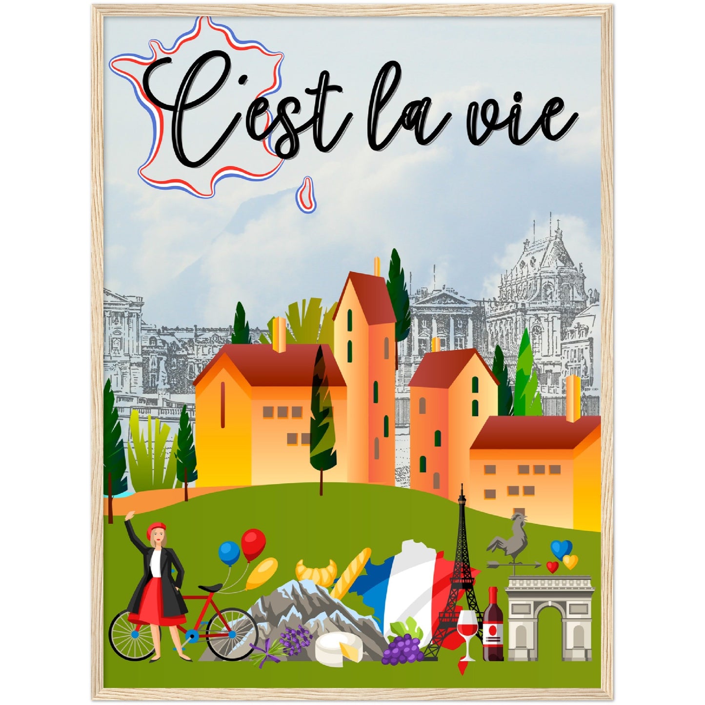 C'est la vie Premium Wooden Framed Poster