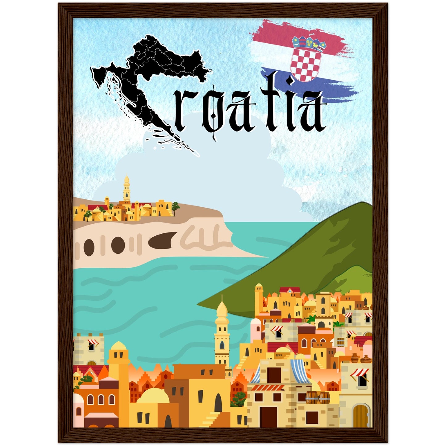 Croatia Premium Wooden Framed Poster