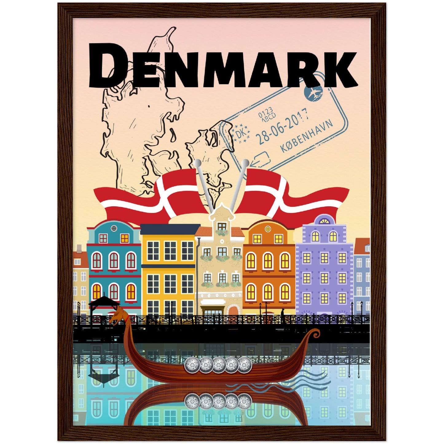 Denmark Premium Wooden Framed Poster