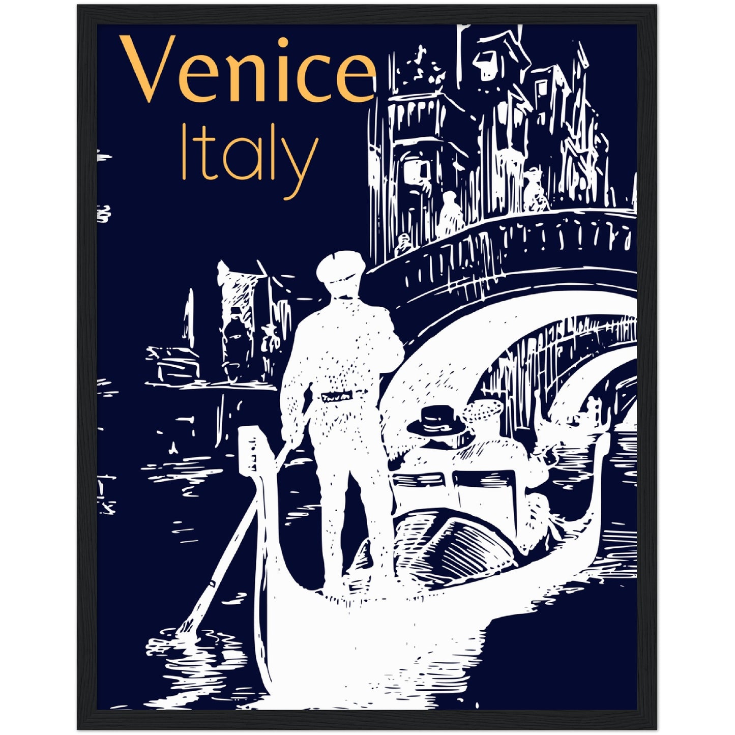 Venice at the Bridge Premium Wooden Framed Poster