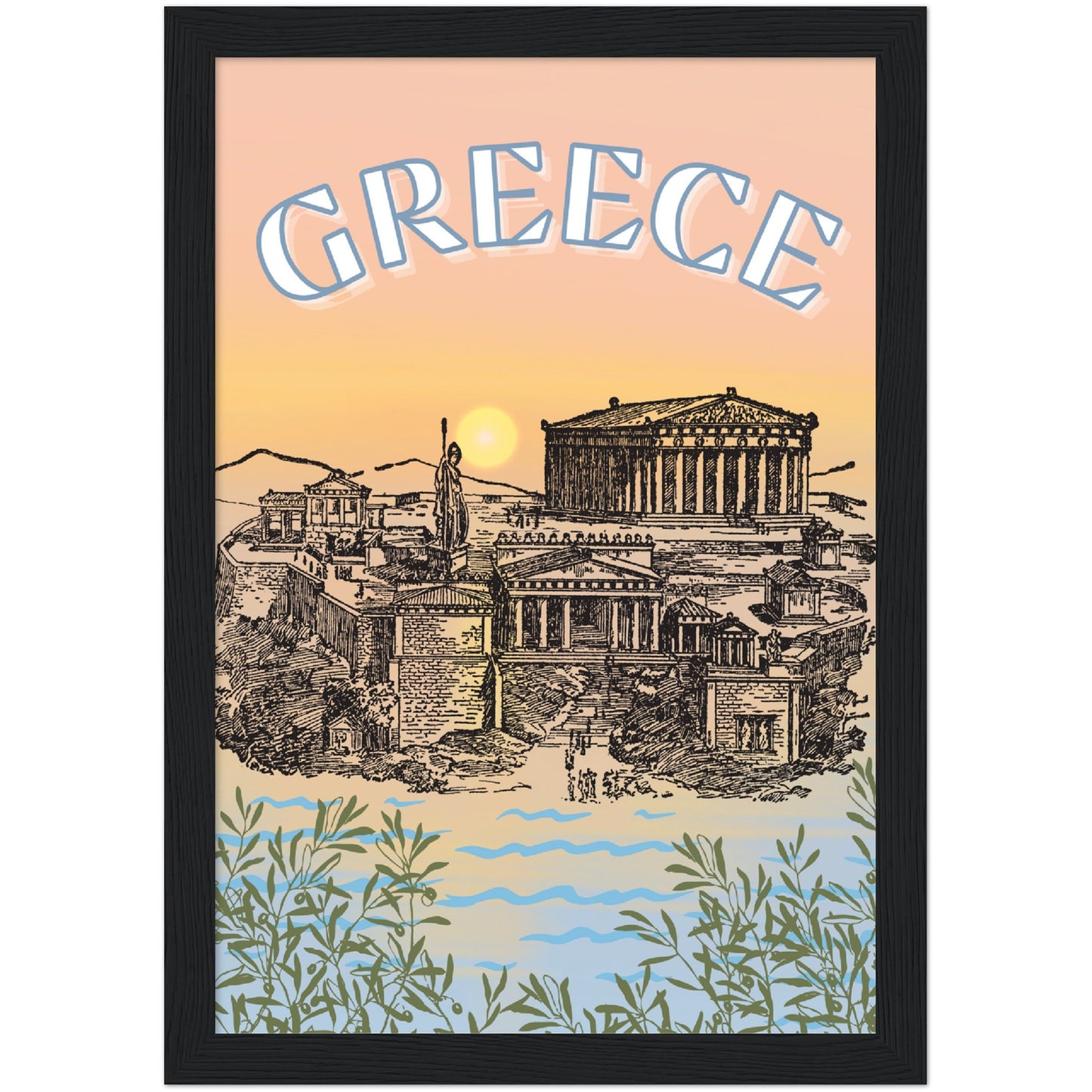 Greece Premium Wooden Framed Poster