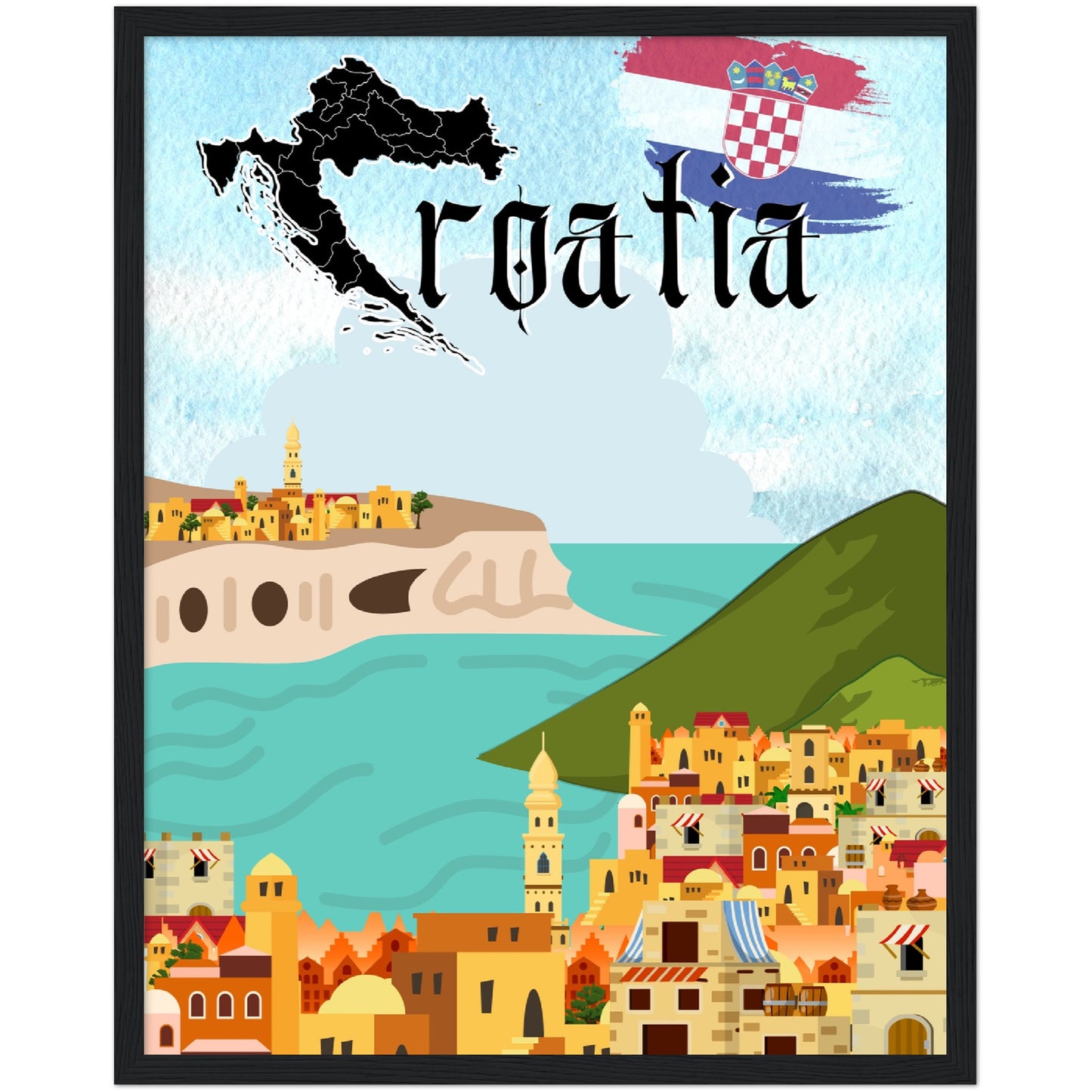 Croatia Premium Wooden Framed Poster