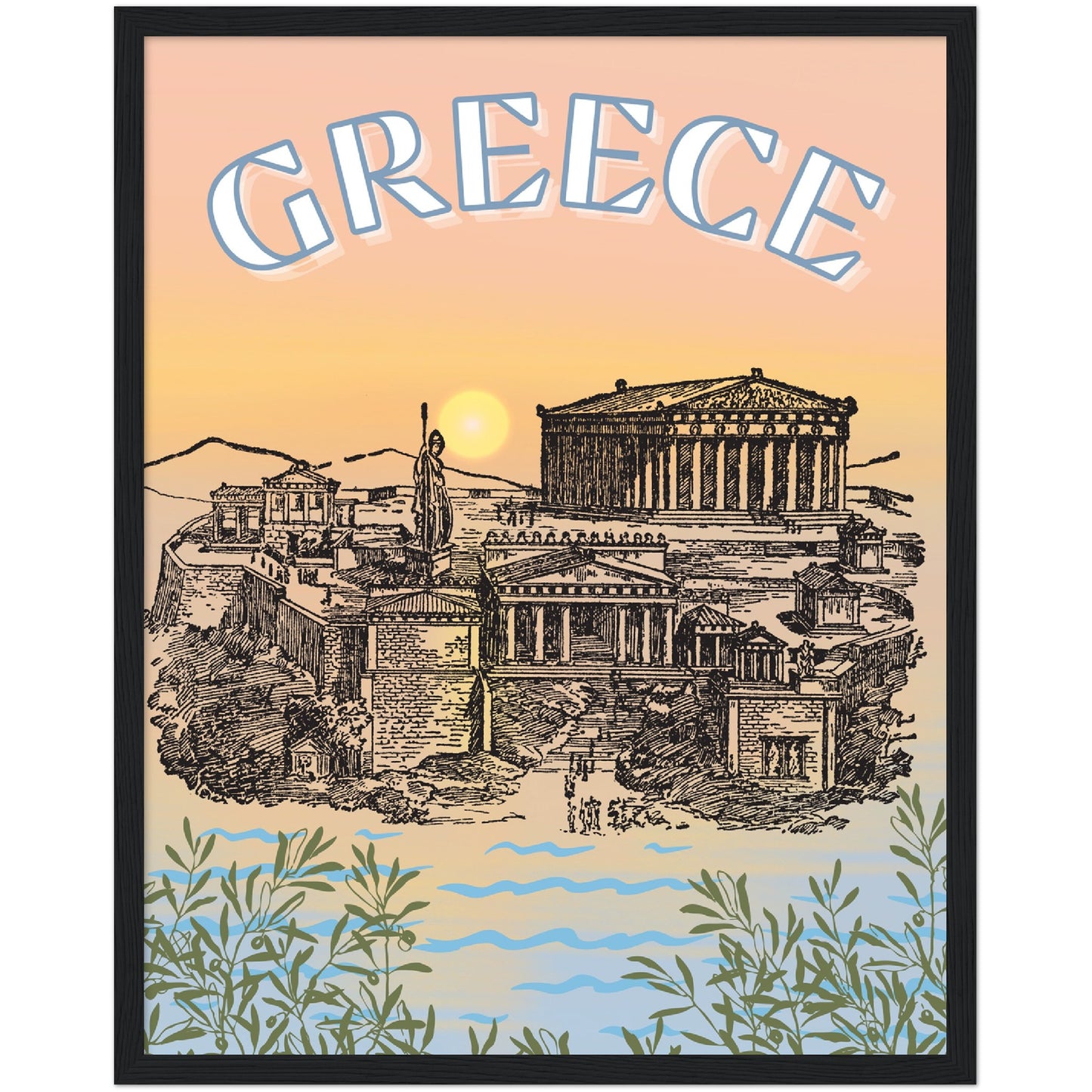 Greece Premium Wooden Framed Poster