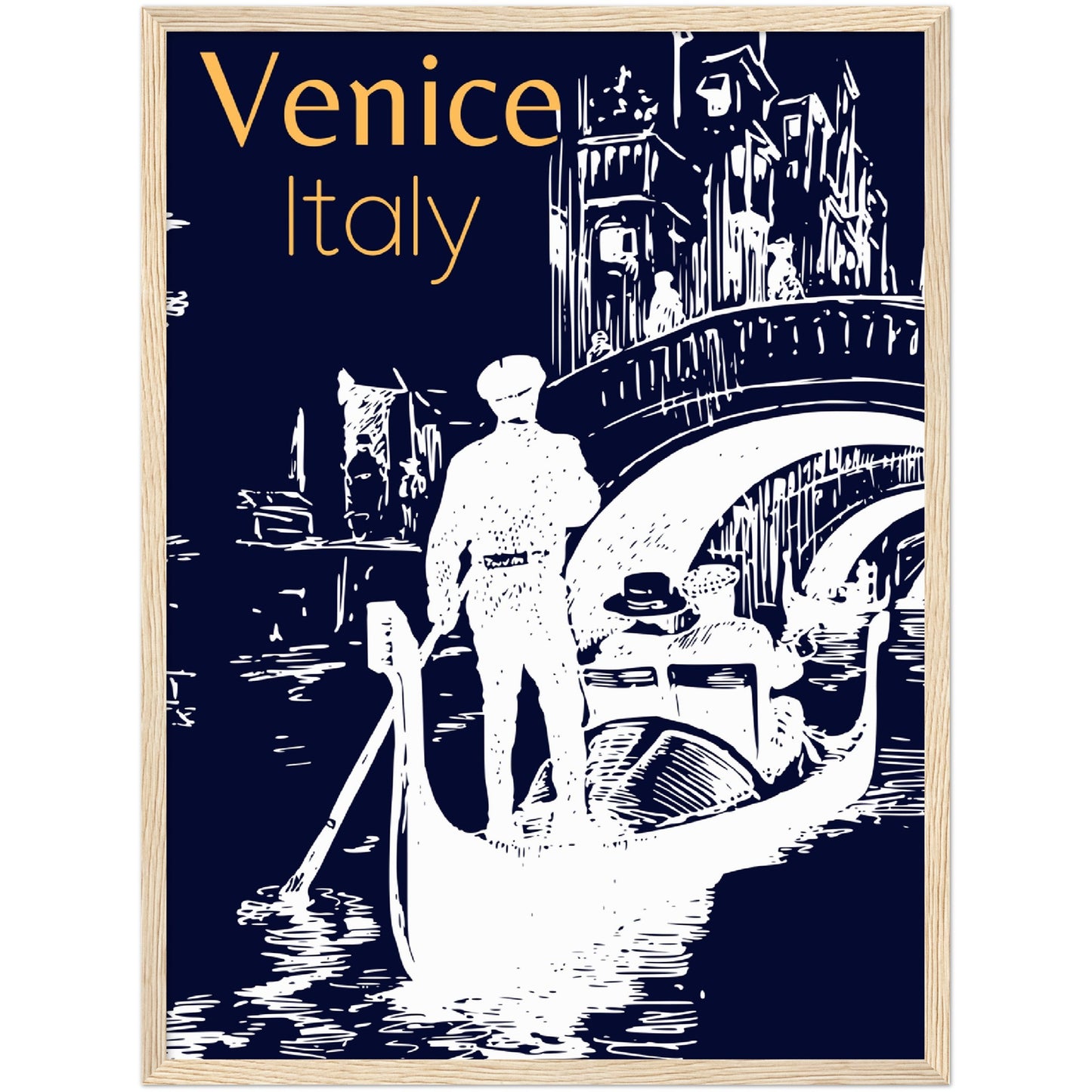 Venice at the Bridge Premium Wooden Framed Poster