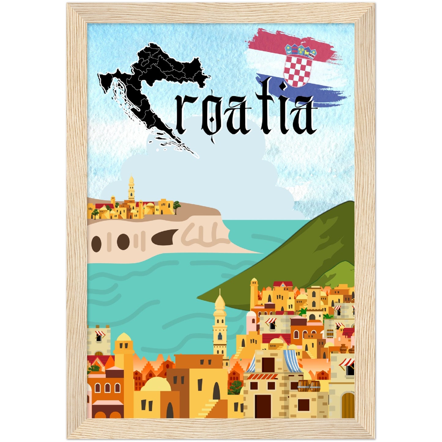 Croatia Premium Wooden Framed Poster