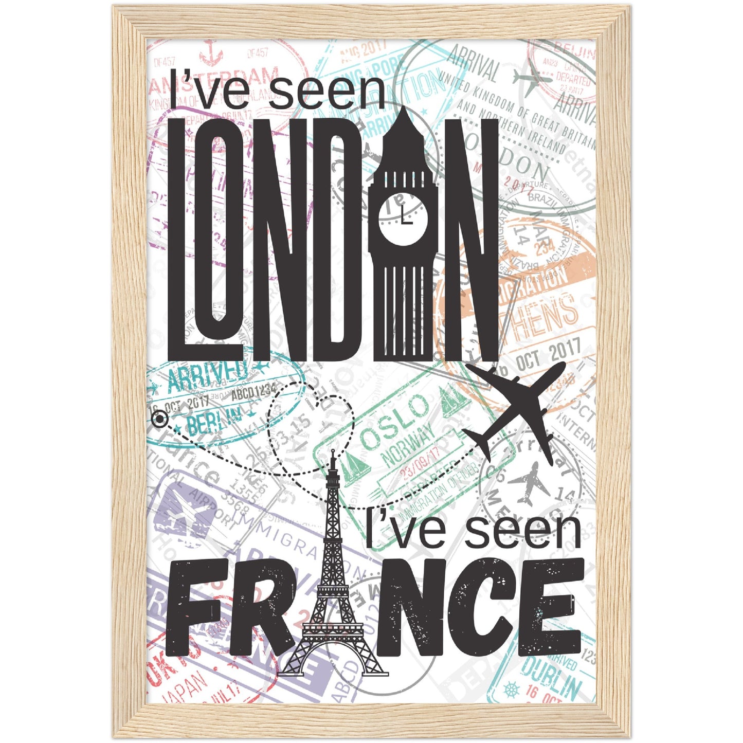 London & France Premium Wooden Framed Poster