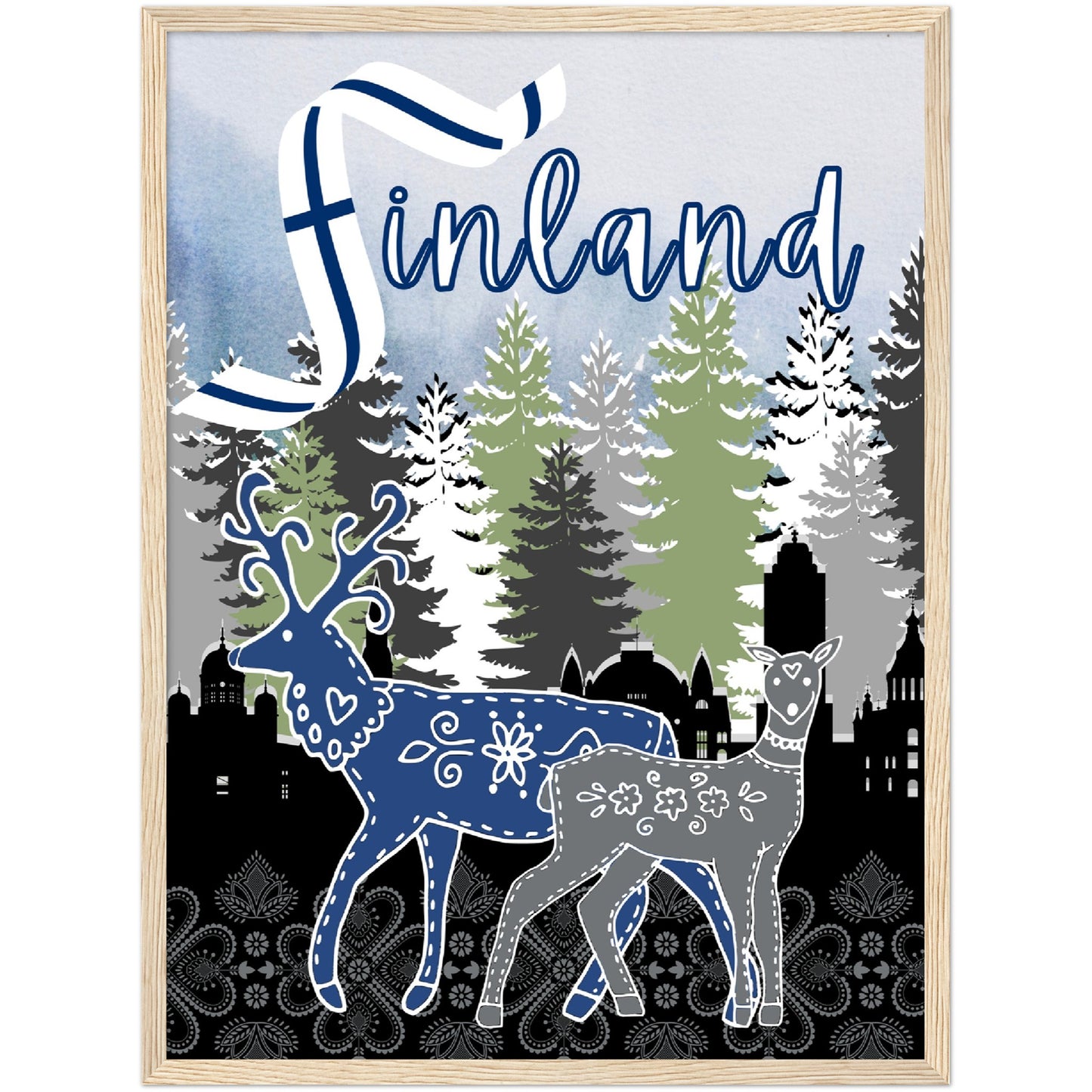 Finland Premium Wooden Framed Poster