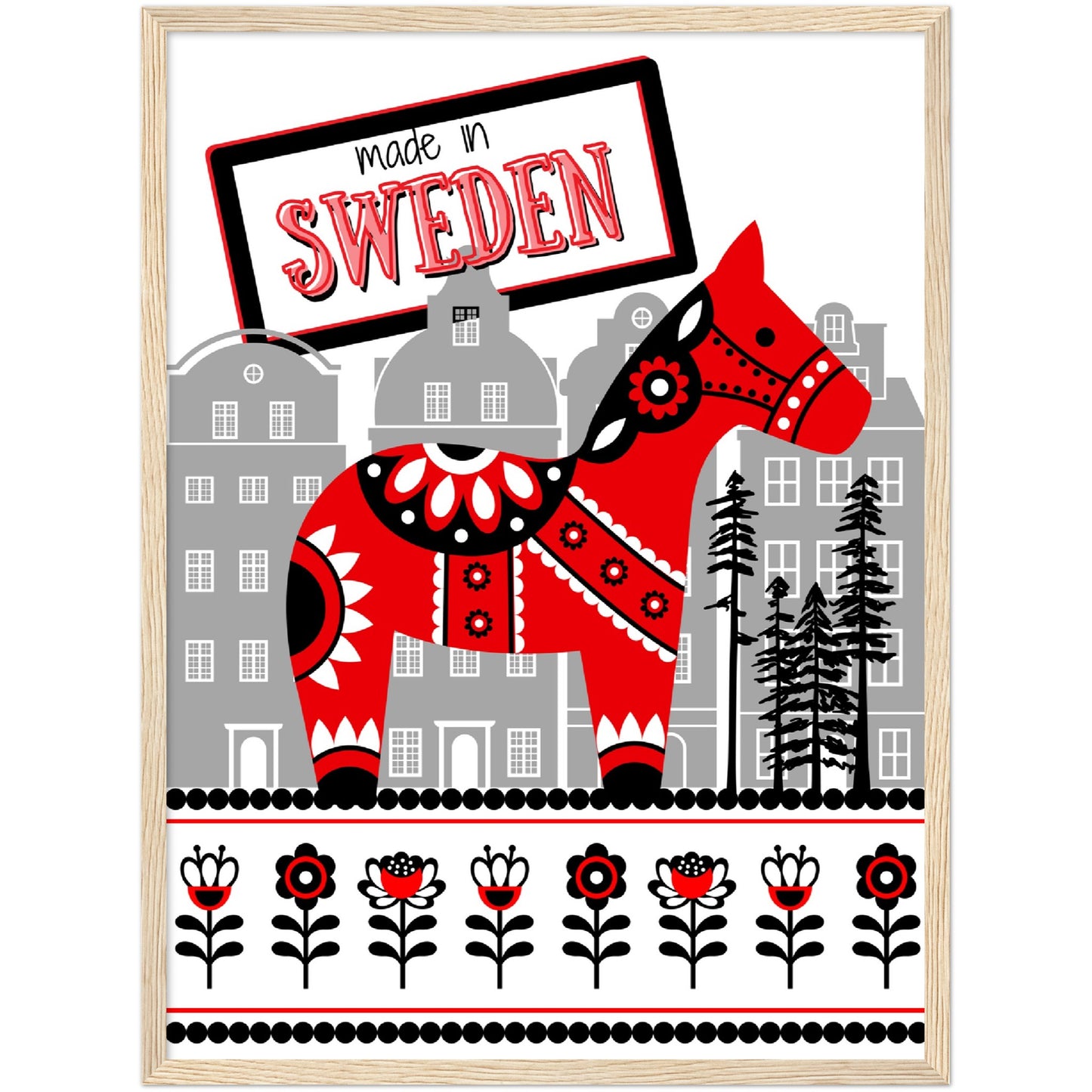 Sweden Premium Wooden Framed Poster