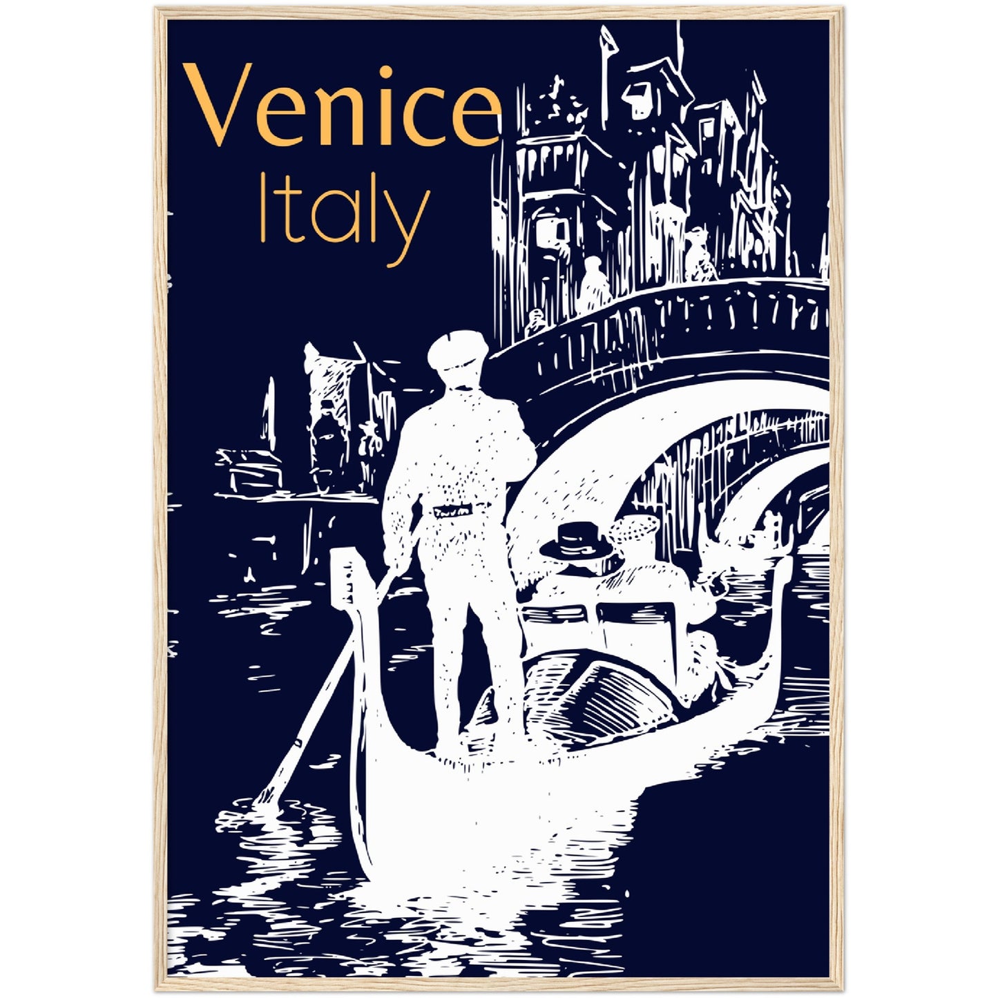 Venice at the Bridge Premium Wooden Framed Poster