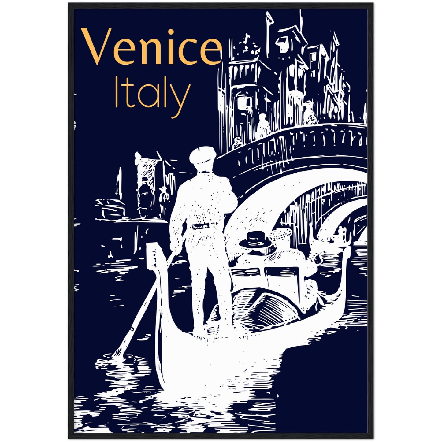 Venice at the Bridge Premium Wooden Framed Poster