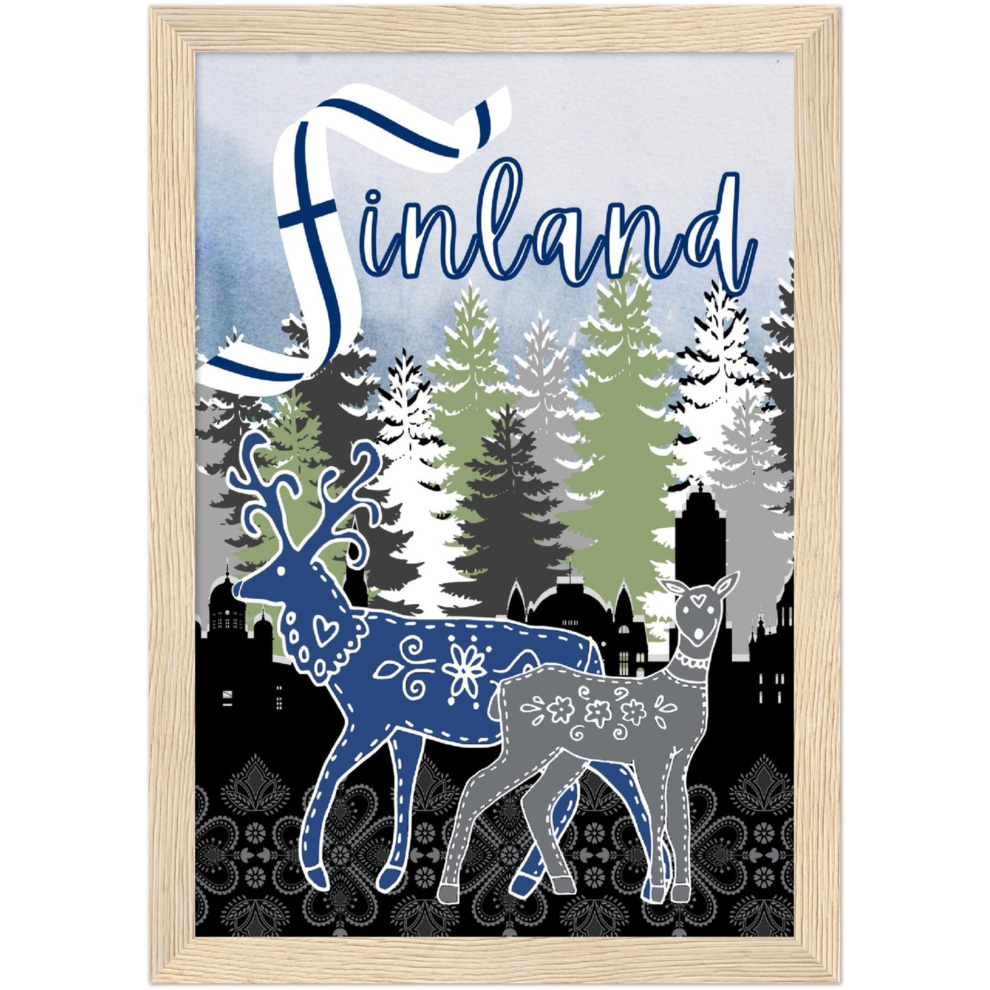 Finland Premium Wooden Framed Poster