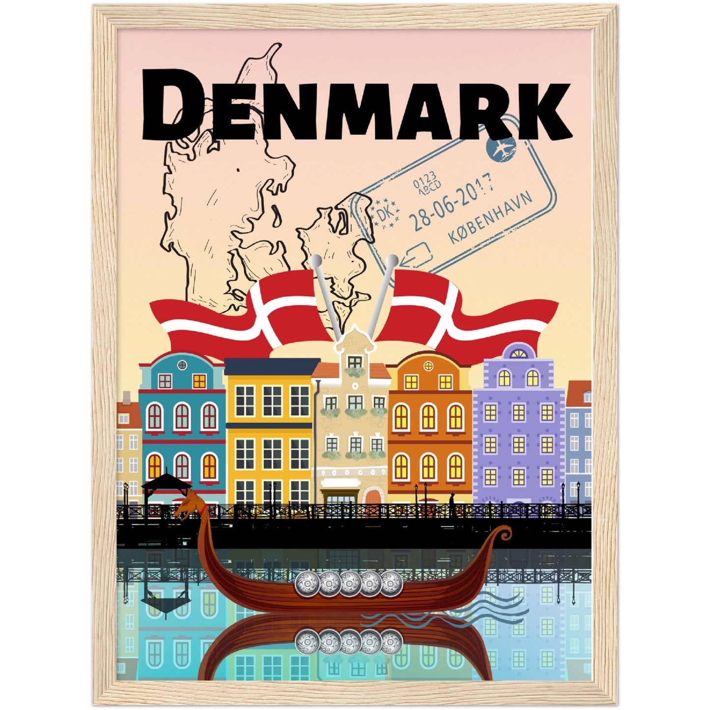 Denmark Premium Wooden Framed Poster