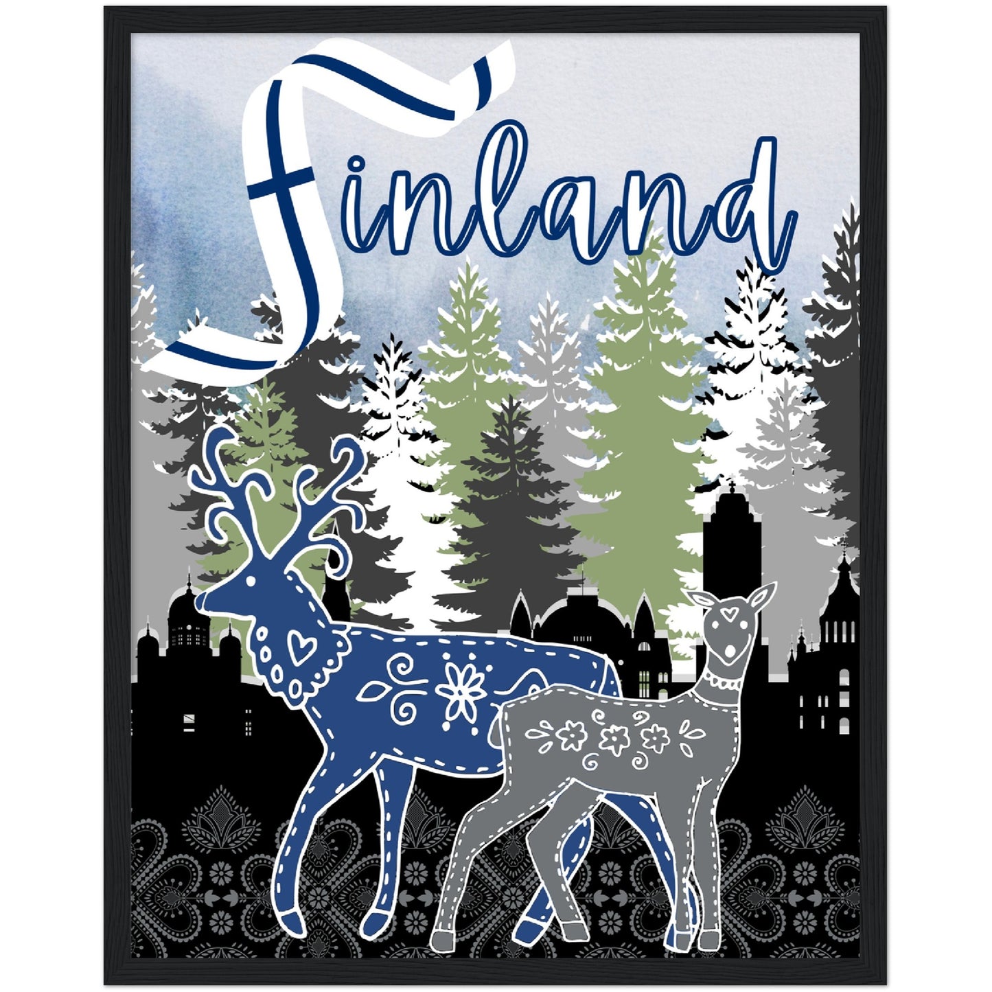 Finland Premium Wooden Framed Poster