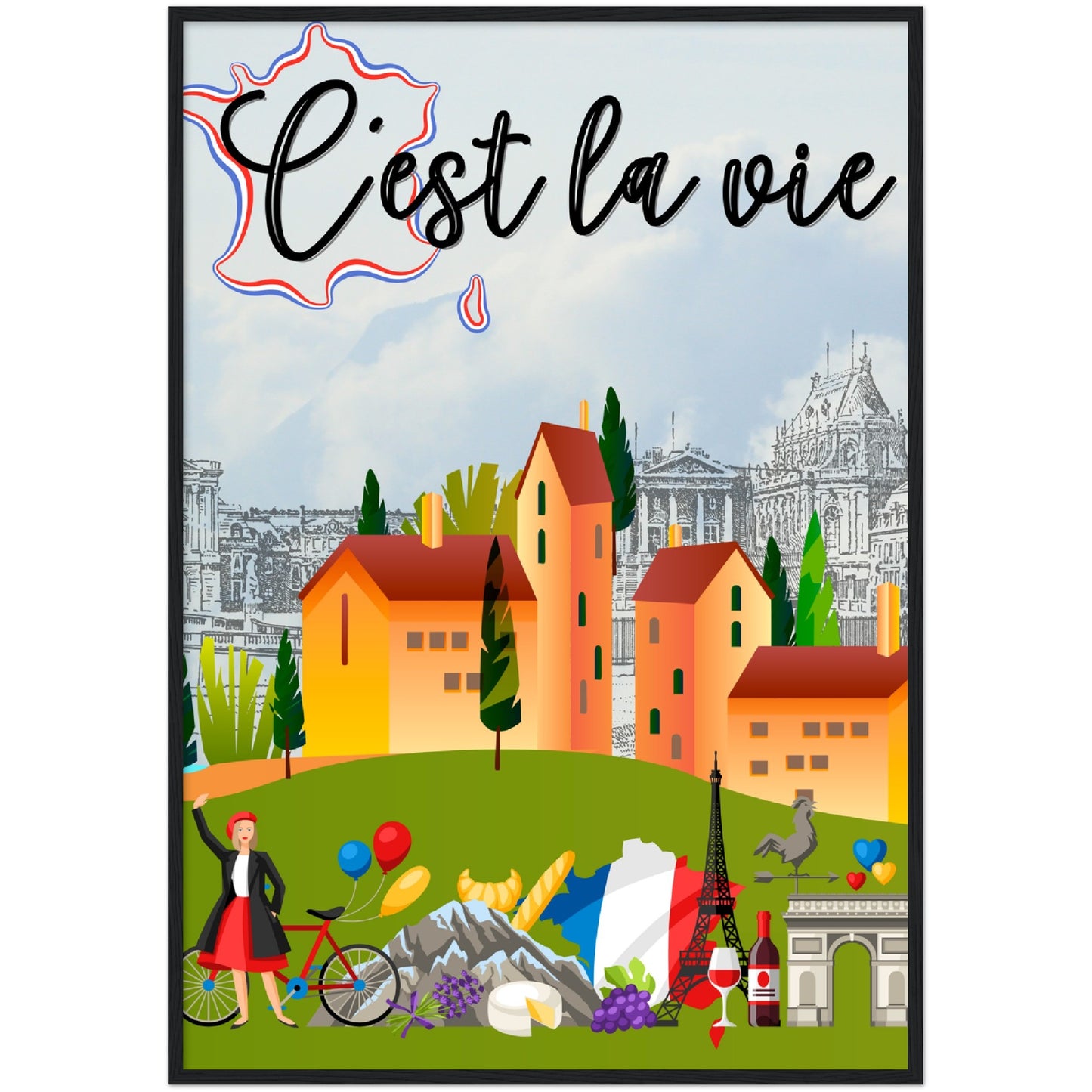 C'est la vie Premium Wooden Framed Poster