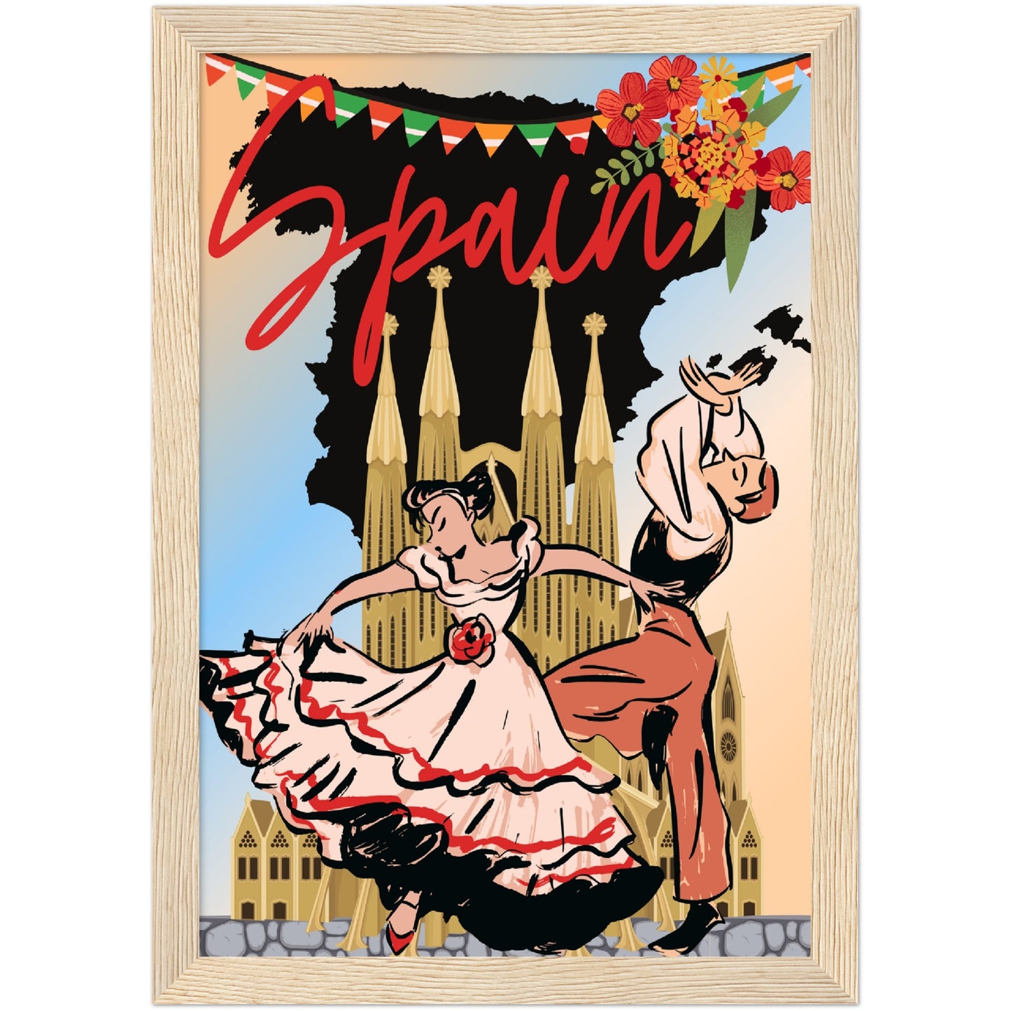 Flamenco Dancers Premium Wooden Framed Poster