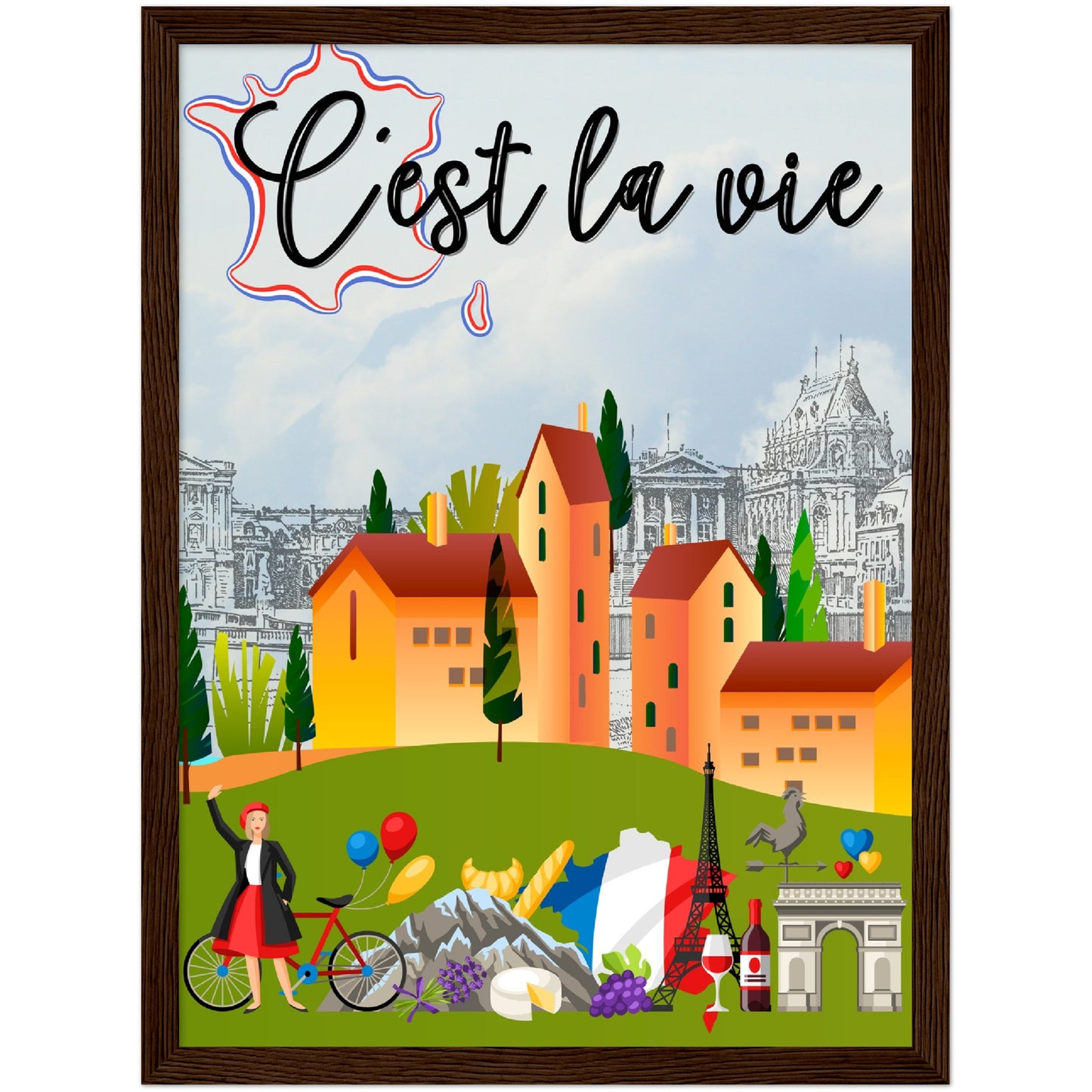 C'est la vie Premium Wooden Framed Poster