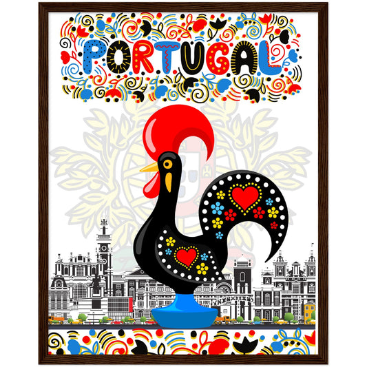 Rooster of Barcelos Premium Wooden Framed Poster