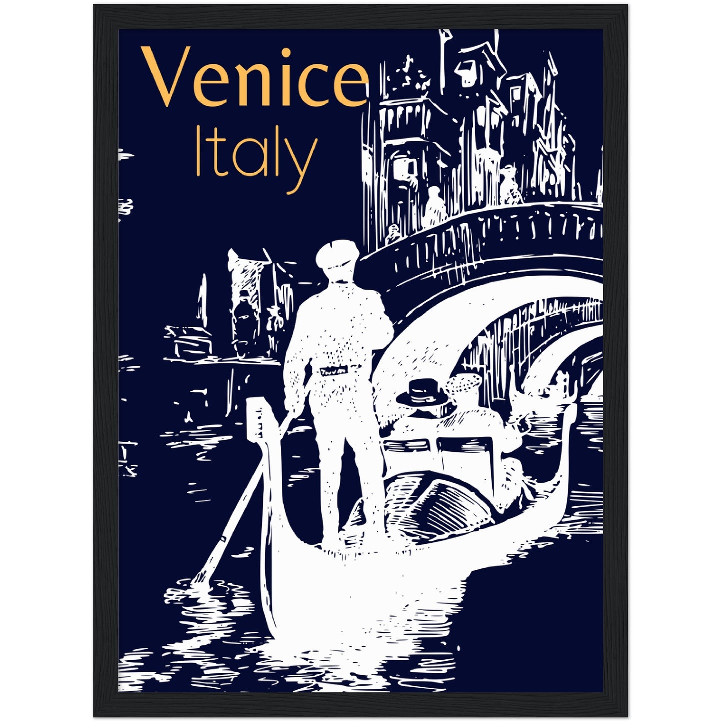 Venice at the Bridge Premium Wooden Framed Poster