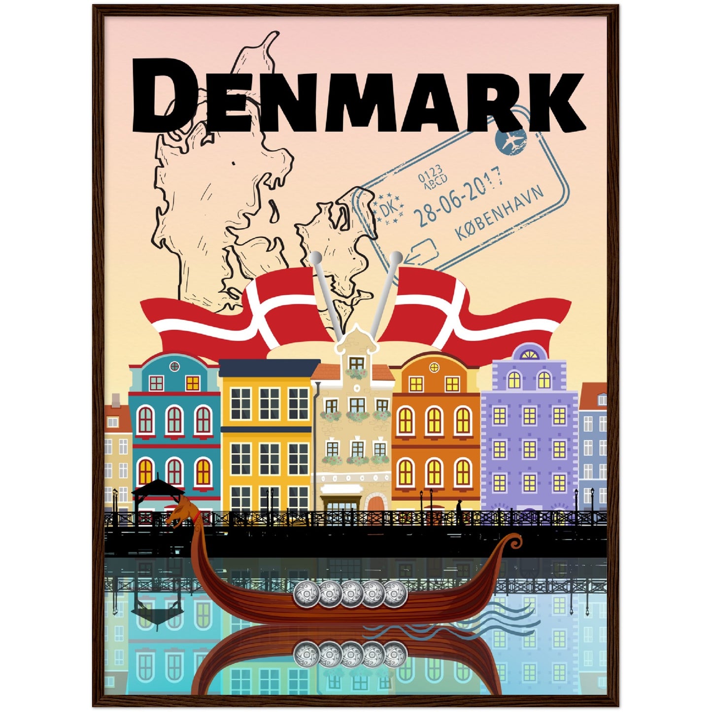 Denmark Premium Wooden Framed Poster