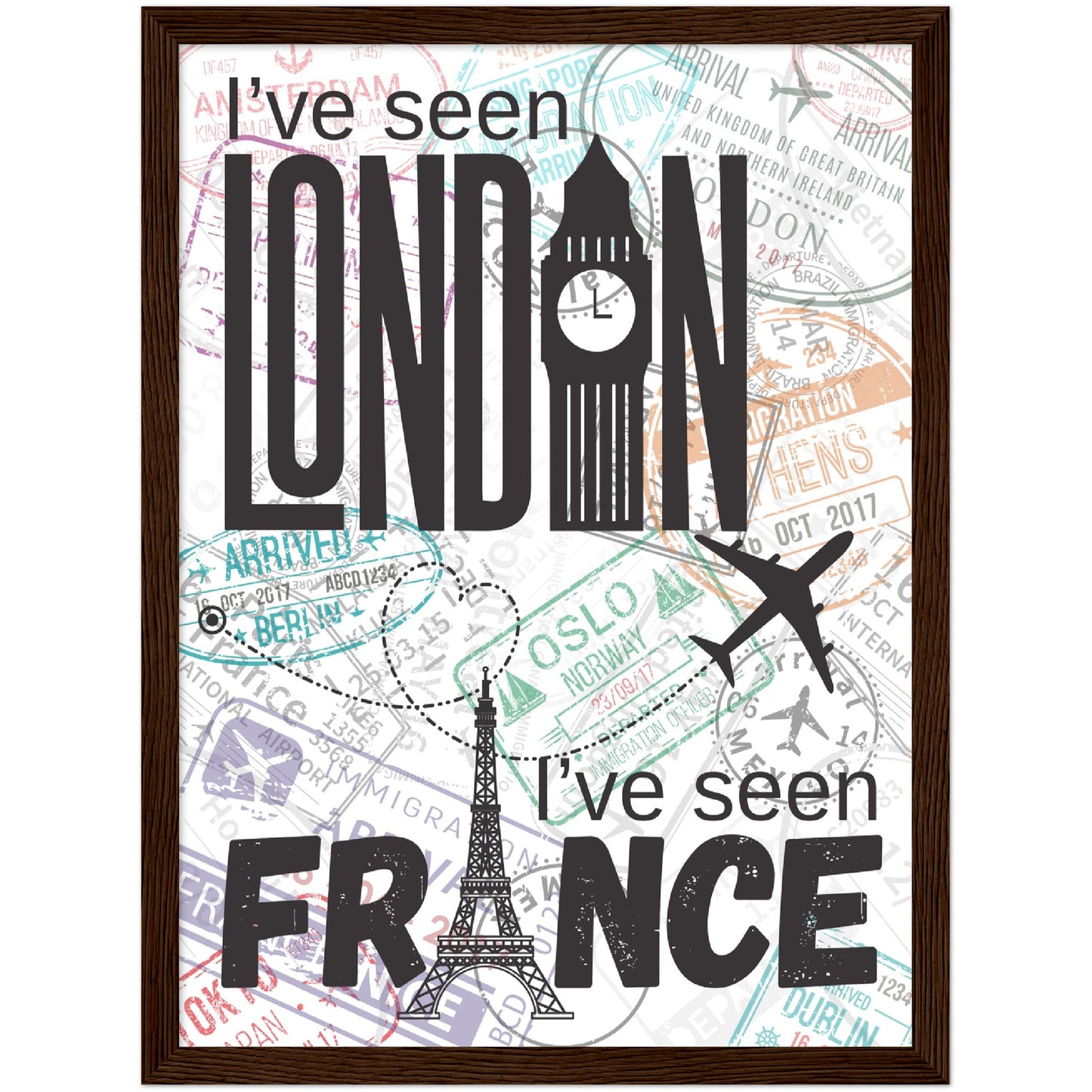 London & France Premium Wooden Framed Poster