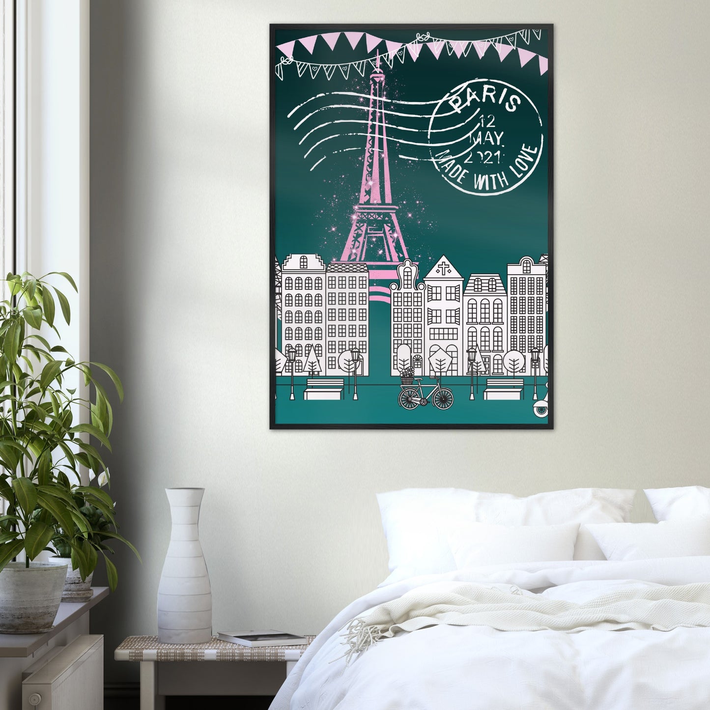 Paris in the Park Premium Wooden Framed Poster