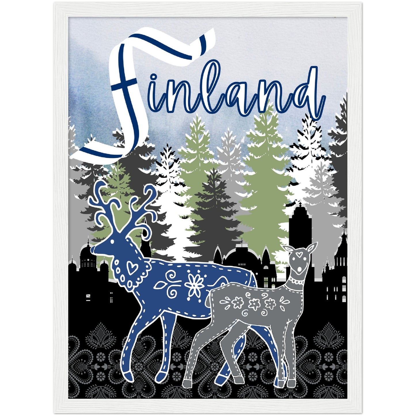 Finland Premium Wooden Framed Poster