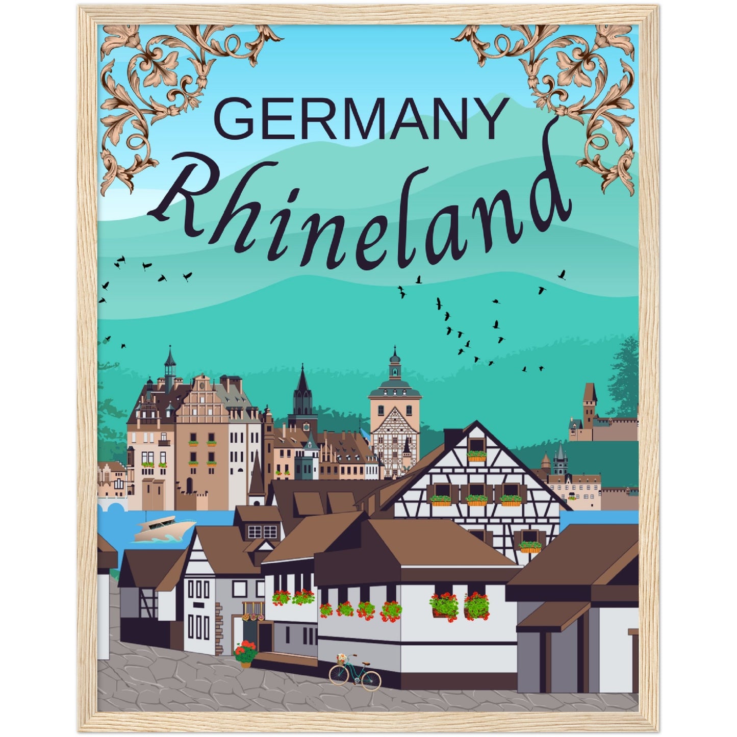 Germany Rhineland Premium Wooden Framed Poster