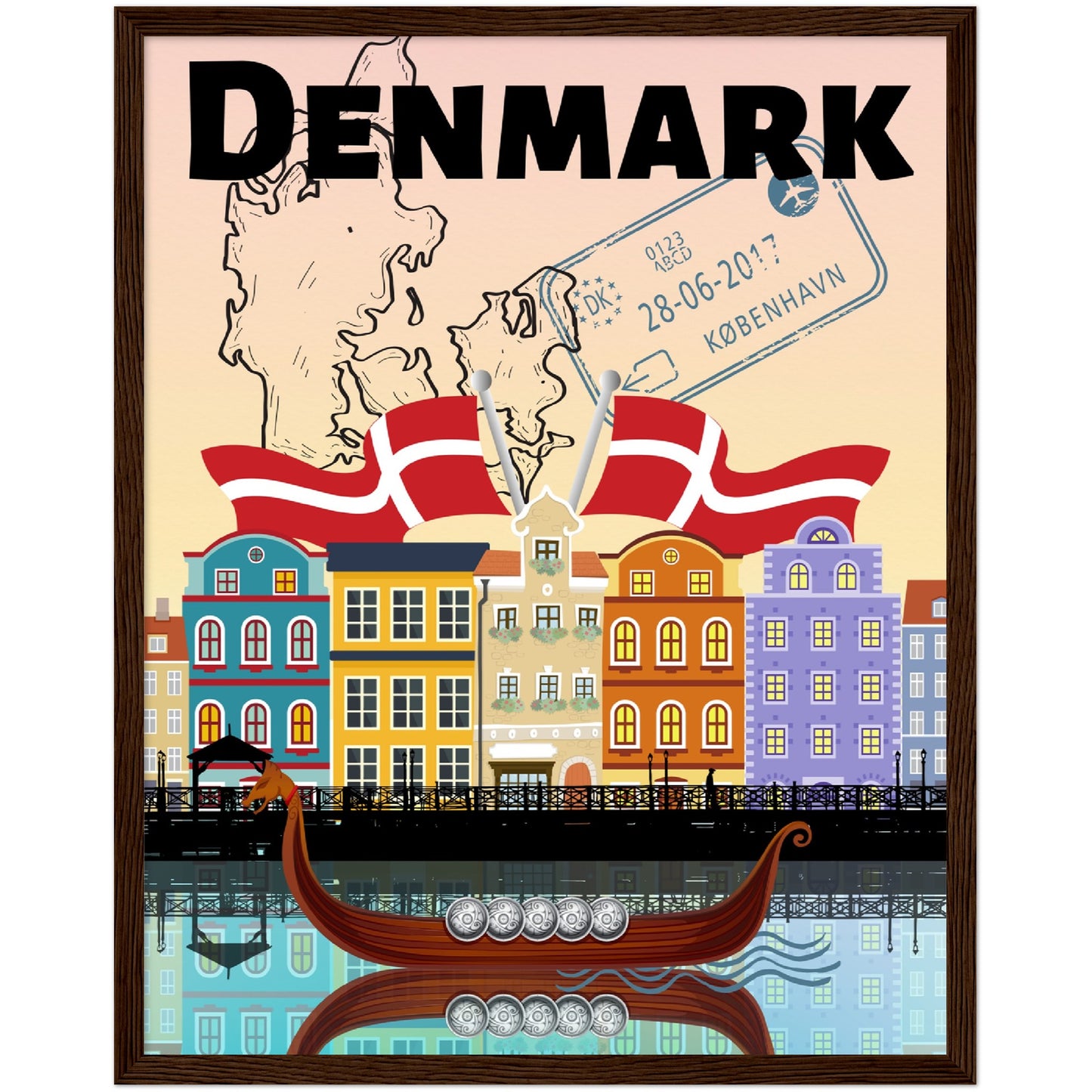 Denmark Premium Wooden Framed Poster